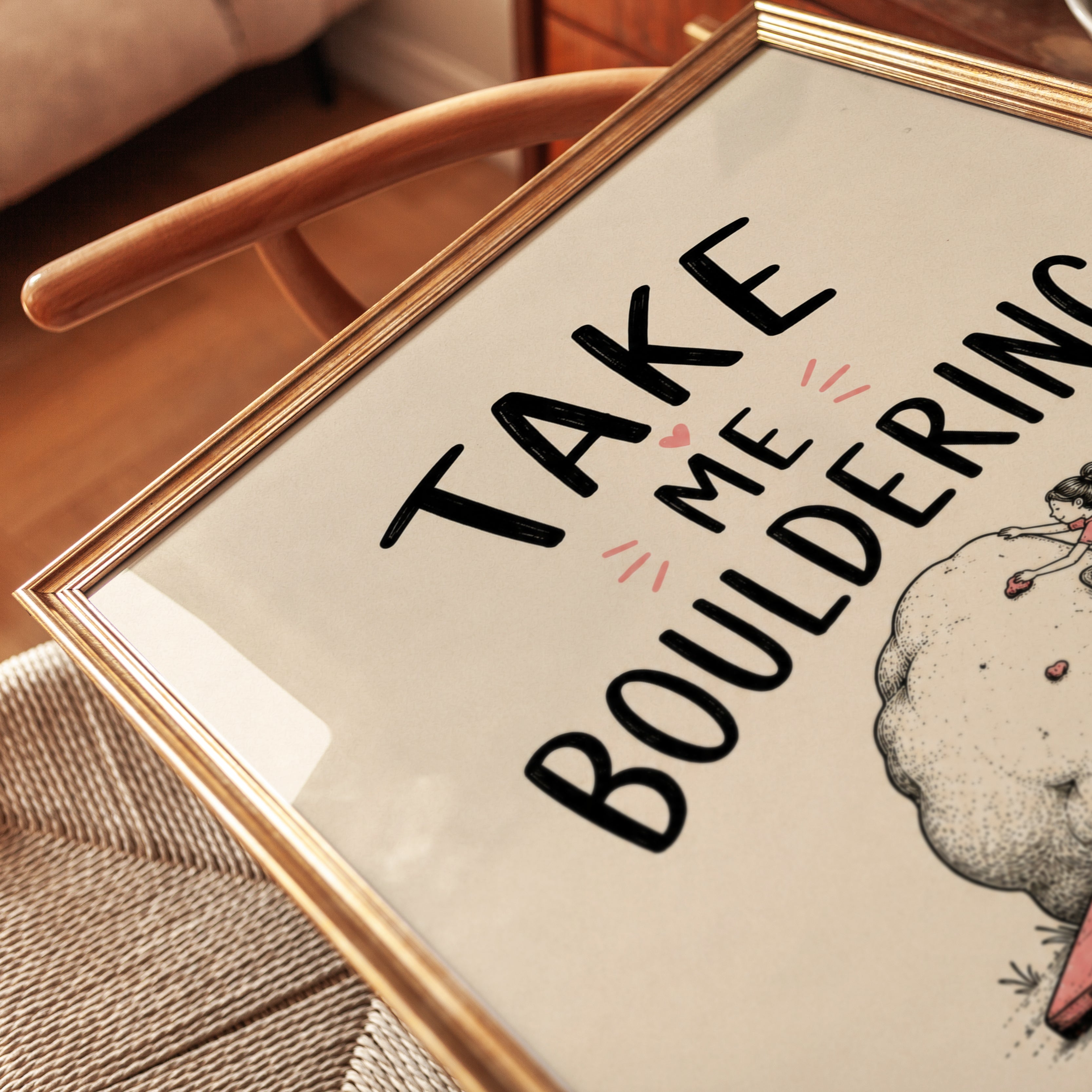 Bouldering Wall Art – Funny Climbing Print - detail