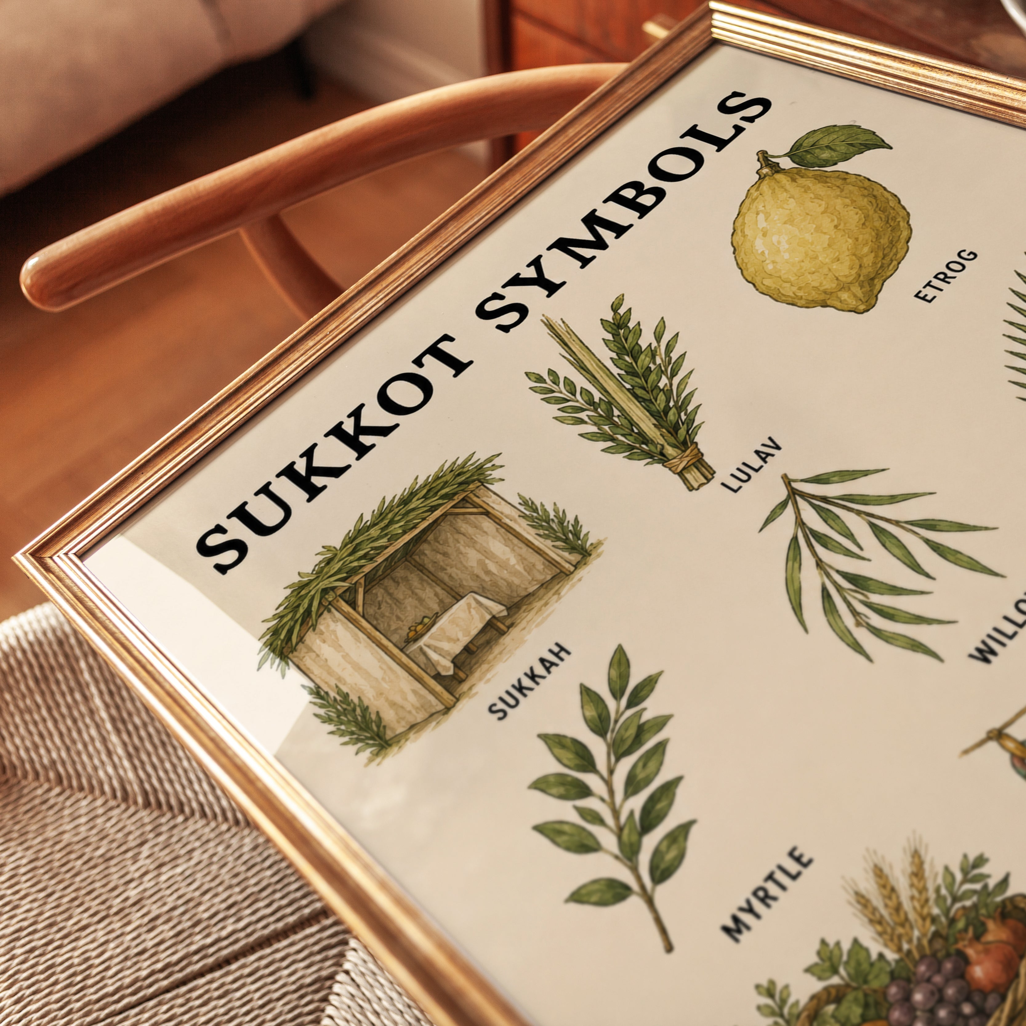 Sukkot Wall Art: Botanical Symbols - detail