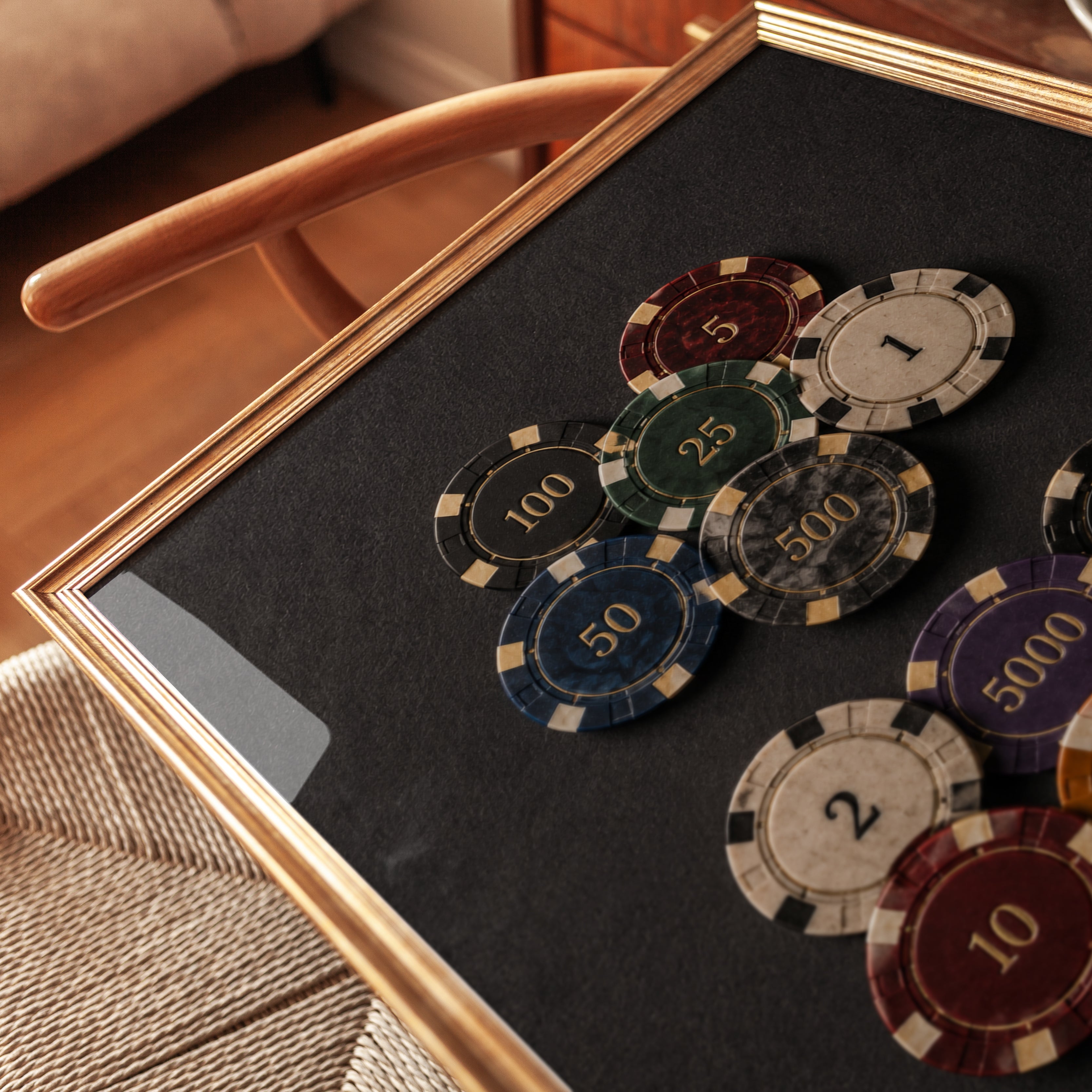 Poker Chip Wall Art – Casino Decor Print - detail