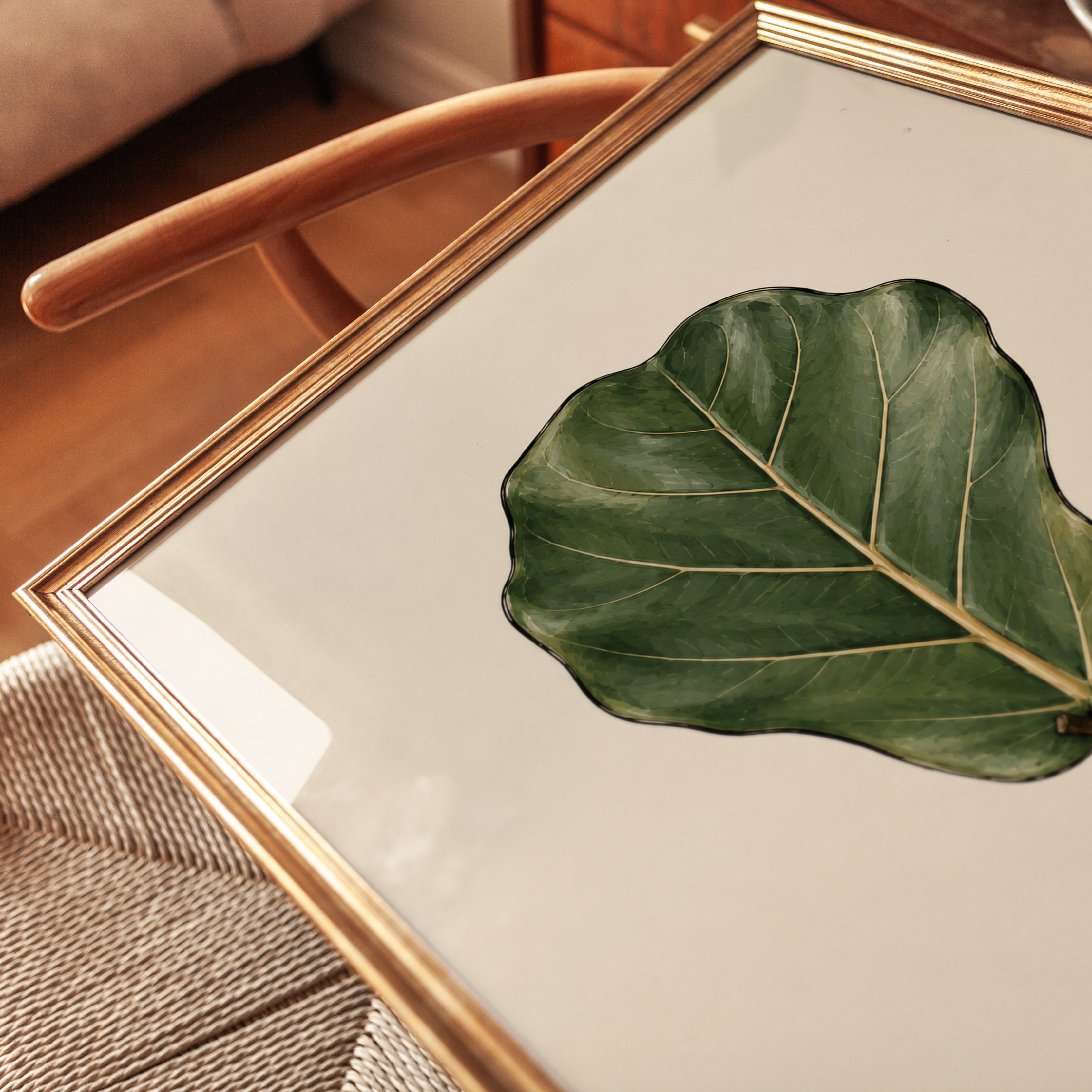Fiddle Leaf Fig Print – Botanical Leaf Wall Art - detail
