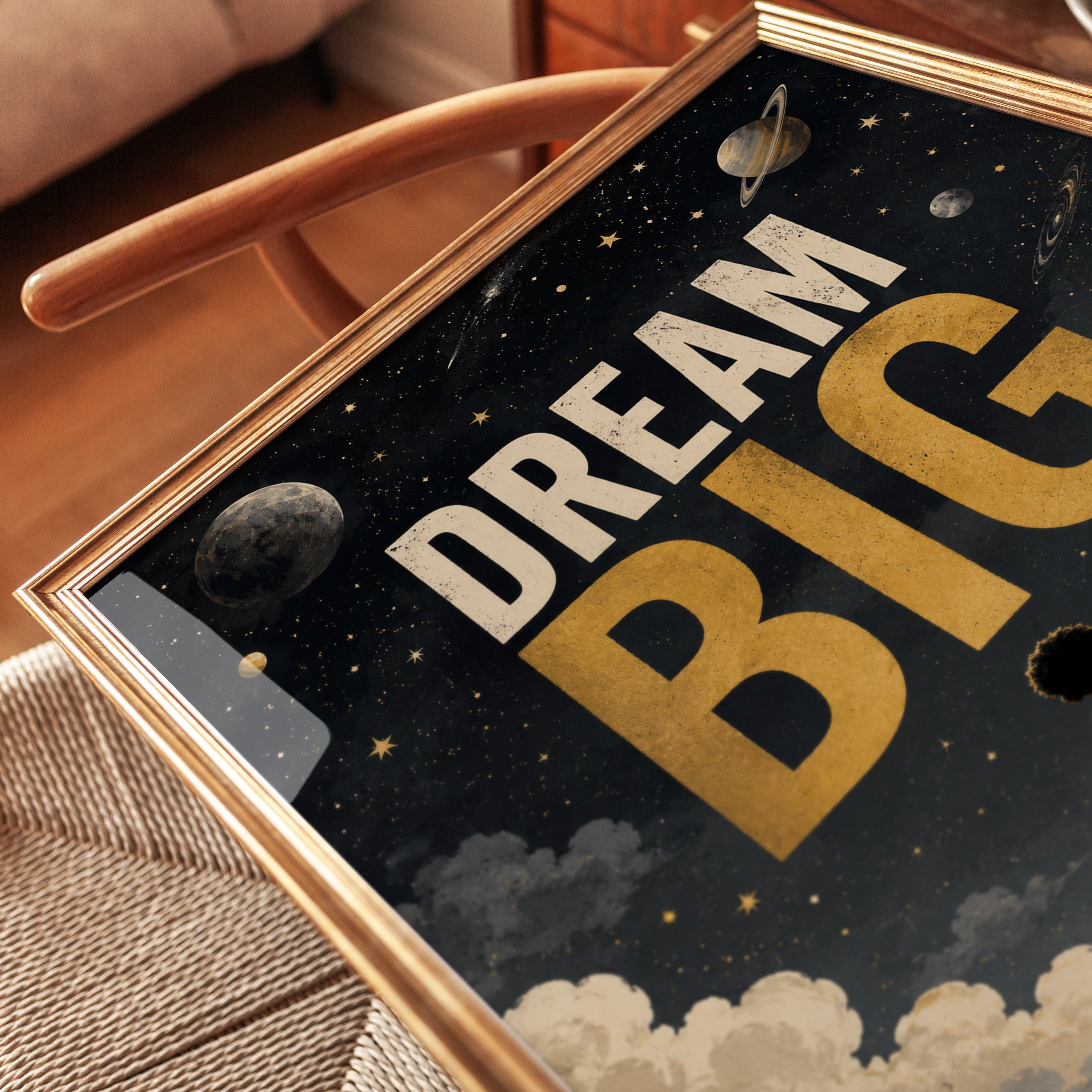Space Nursery Wall Art – Dream Big Print - detail