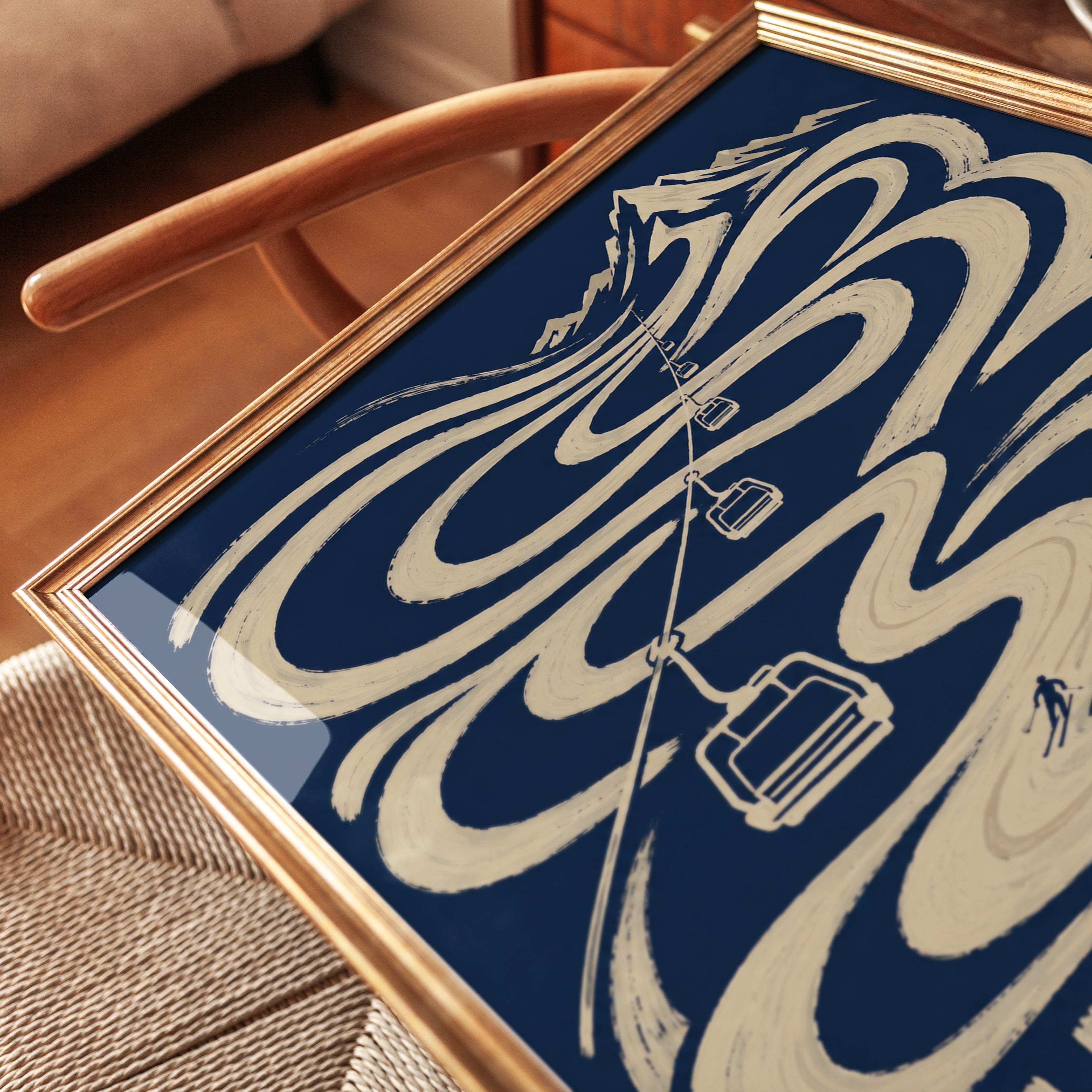 Ski Lift Poster – Vintage Ski Print - detail