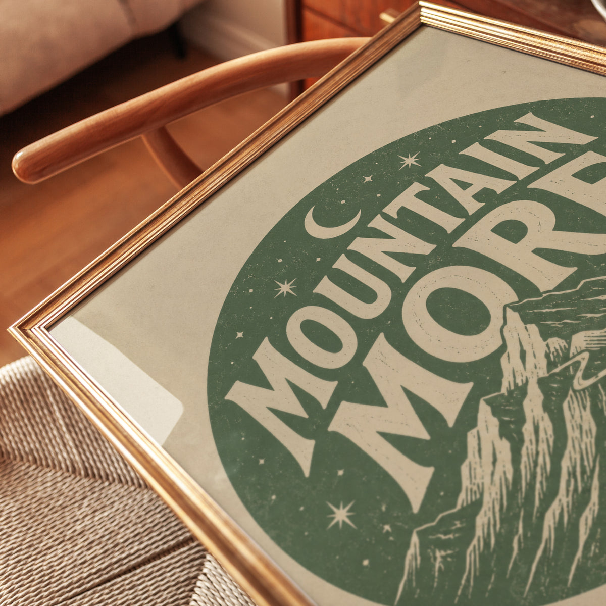 Mountain Wall Art: Retro Typography - detail