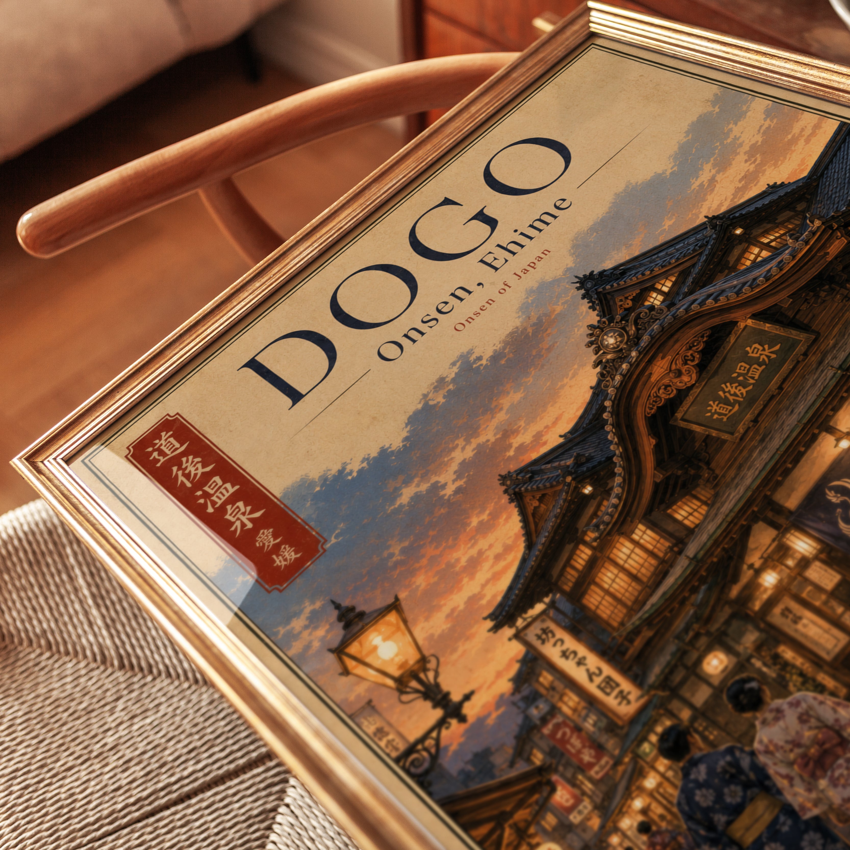 Dogo Onsen Print: Retro Japanese Hot Spring - detail
