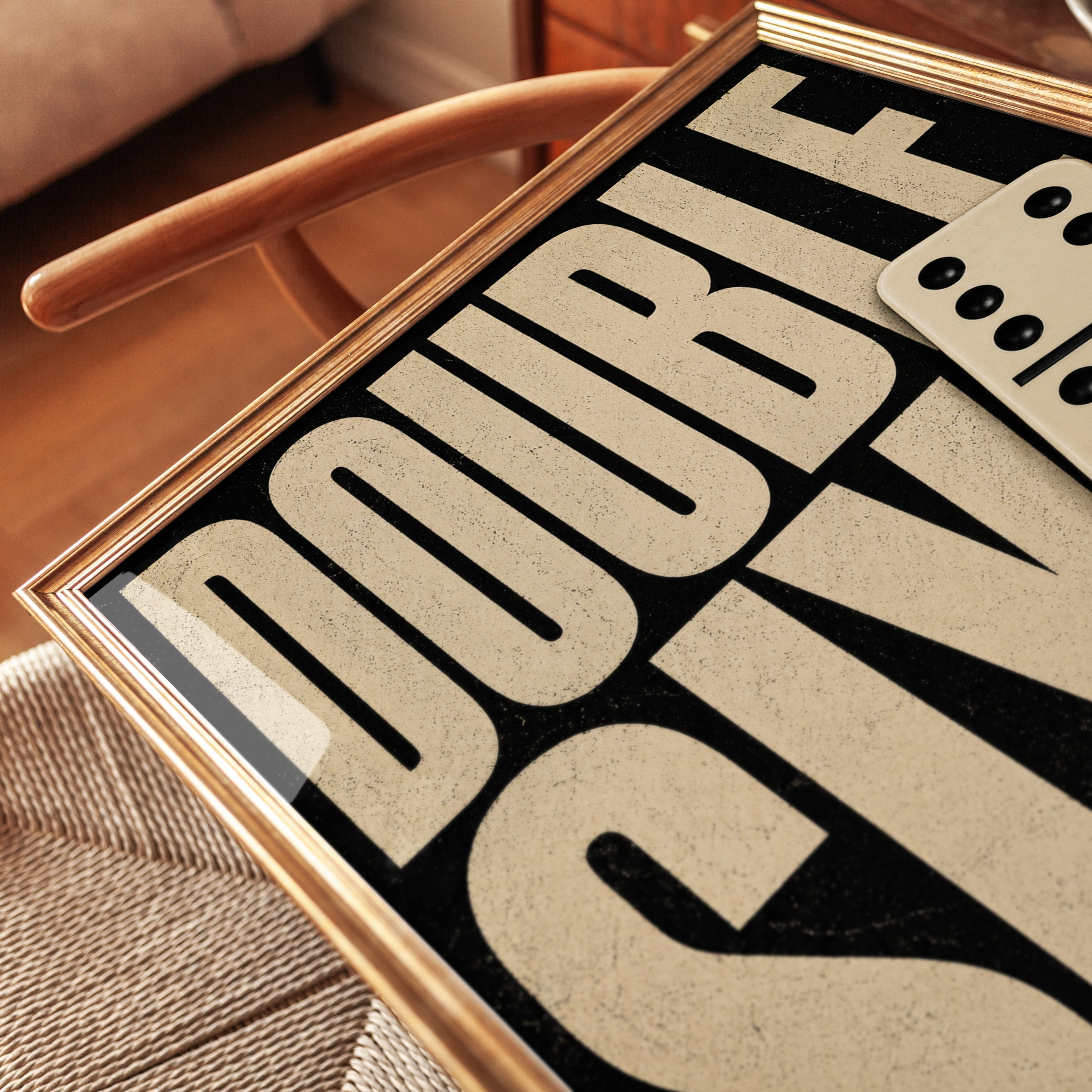 Domino Wall Art – Double Six Vintage Print - detail