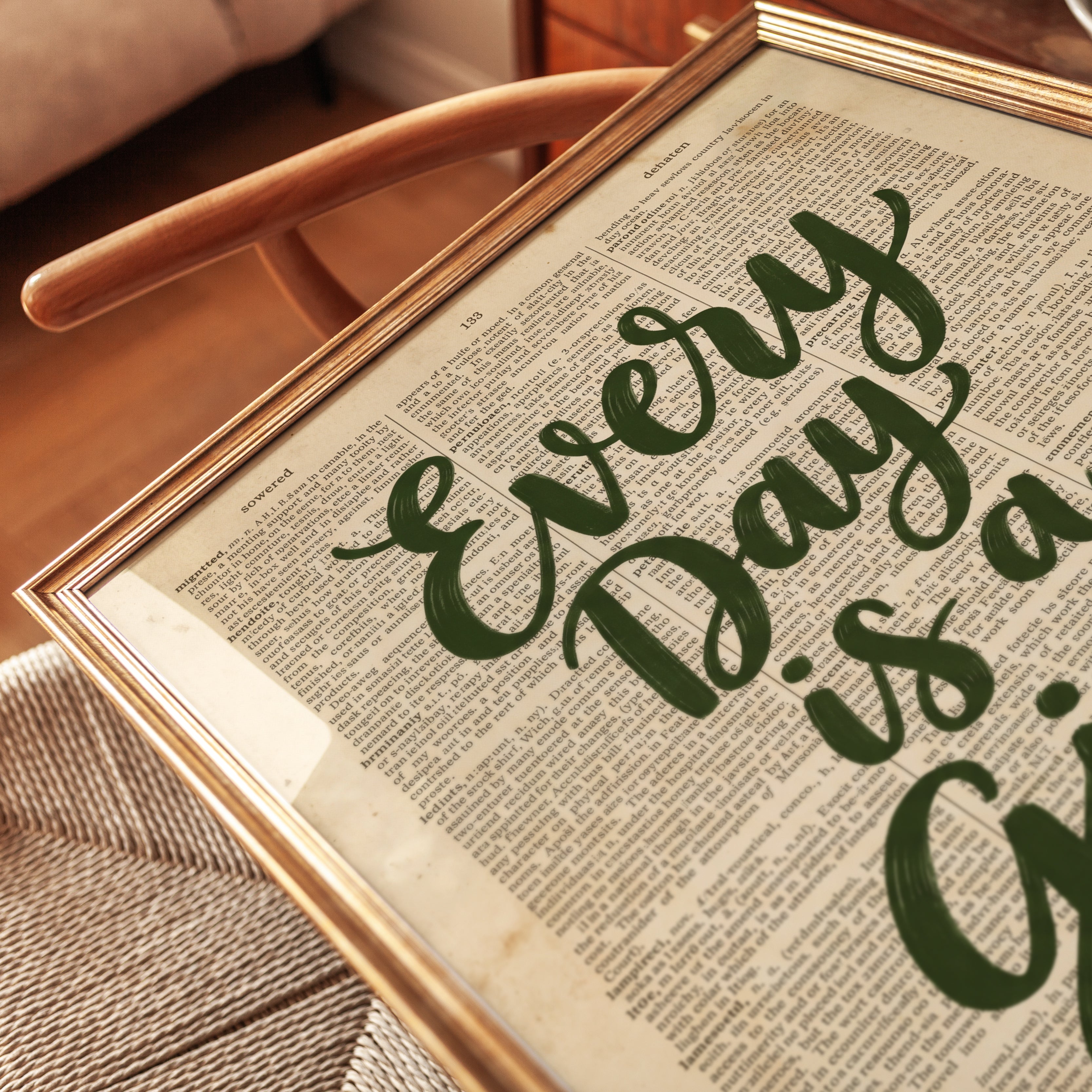 Gratitude Wall Art: Vintage Book Page Print - detail