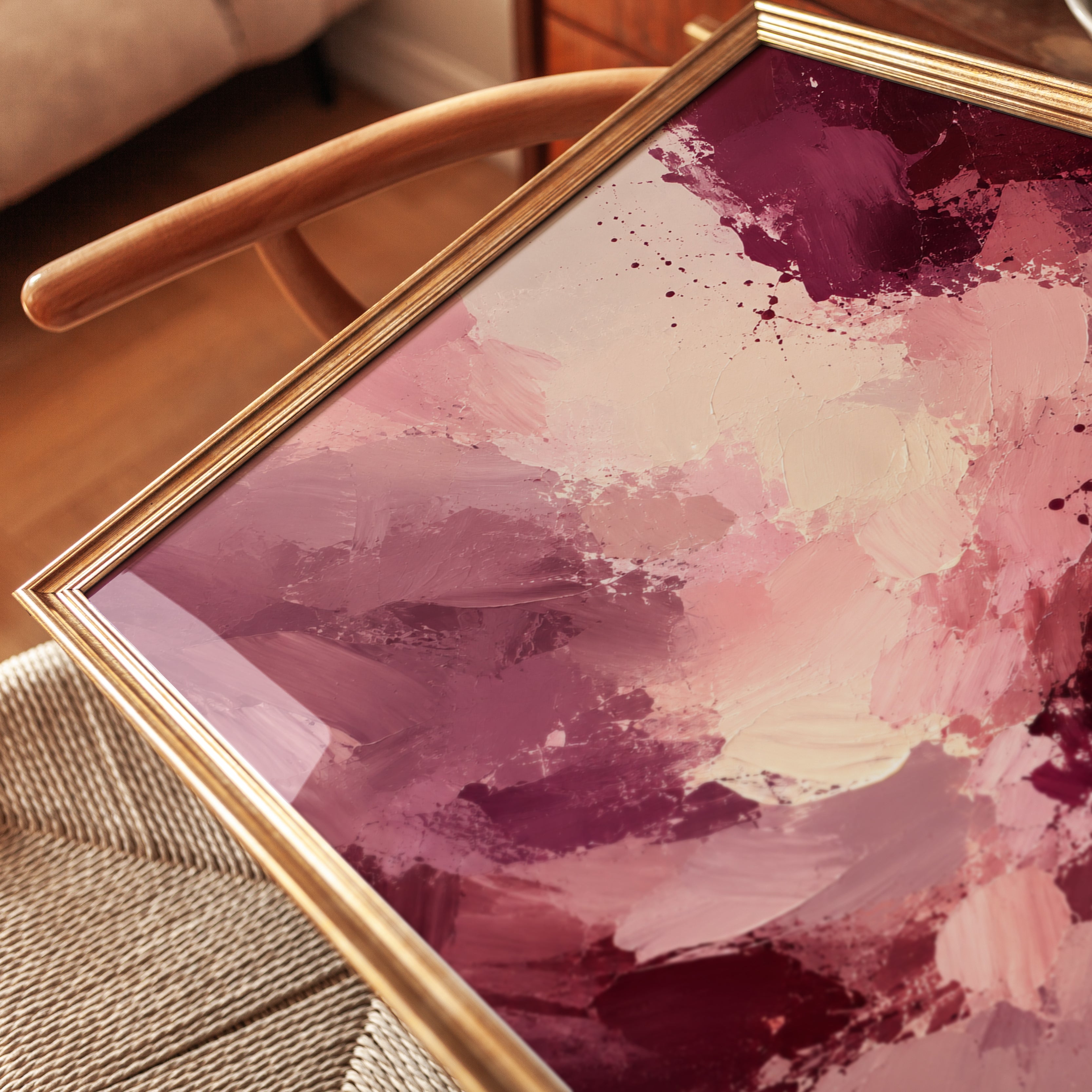 Pink Abstract Wall Art – Modern Feminine Print - detail