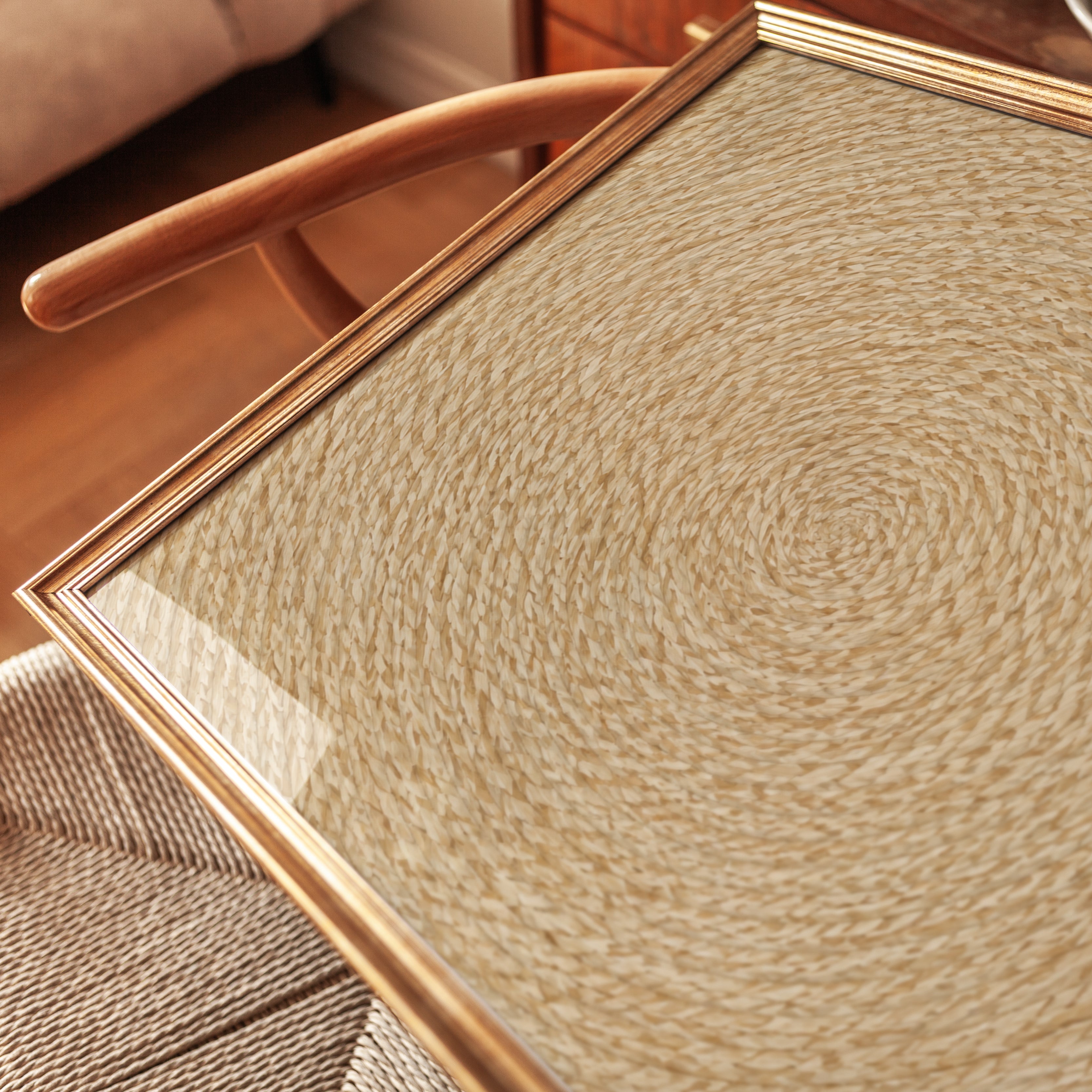 Woven Texture Wall Art – Natural Circular Print - detail
