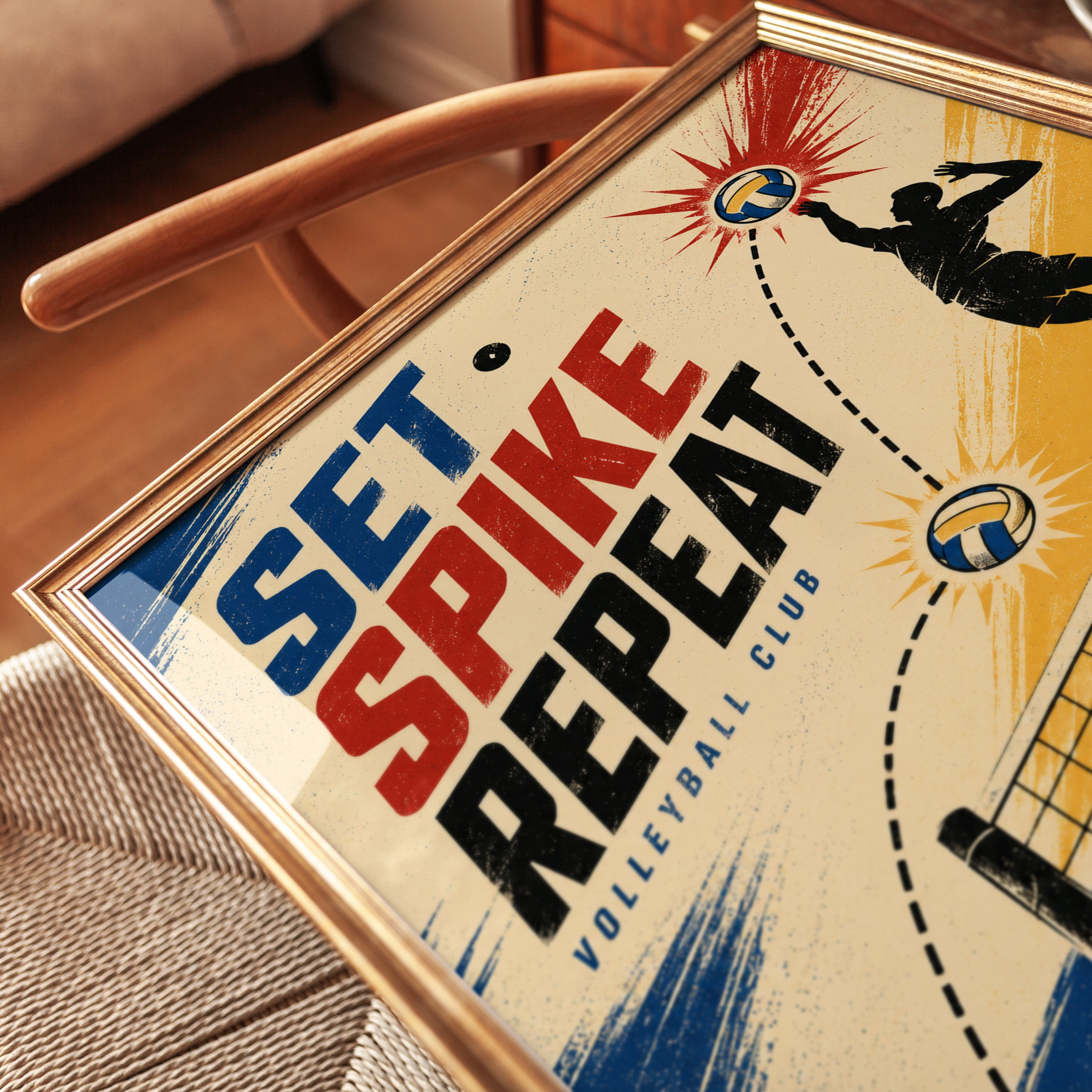 Retro Volleyball Poster: Vintage Sports Art Print - detail