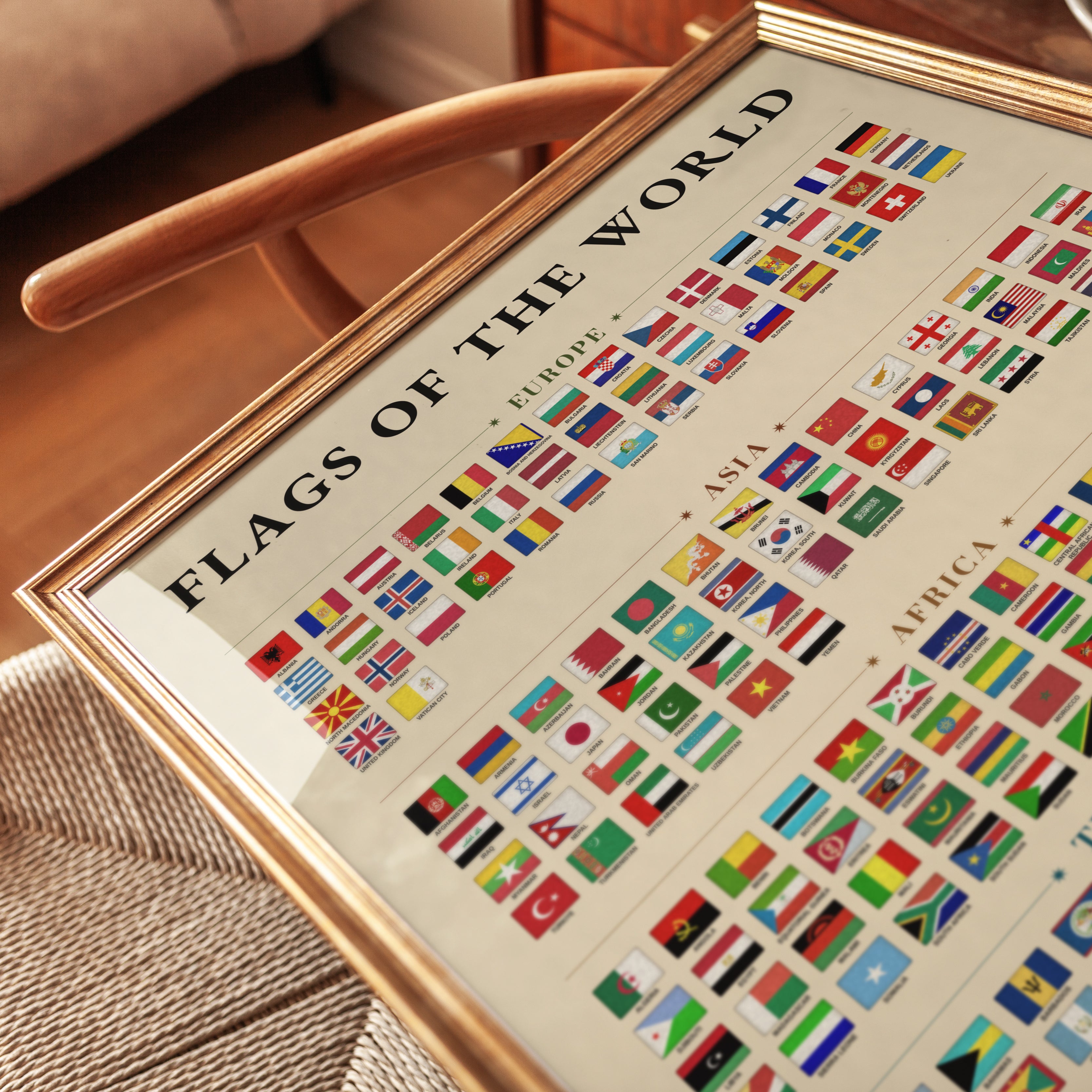 Flags of the World Print — Educational Geography Chart - detail