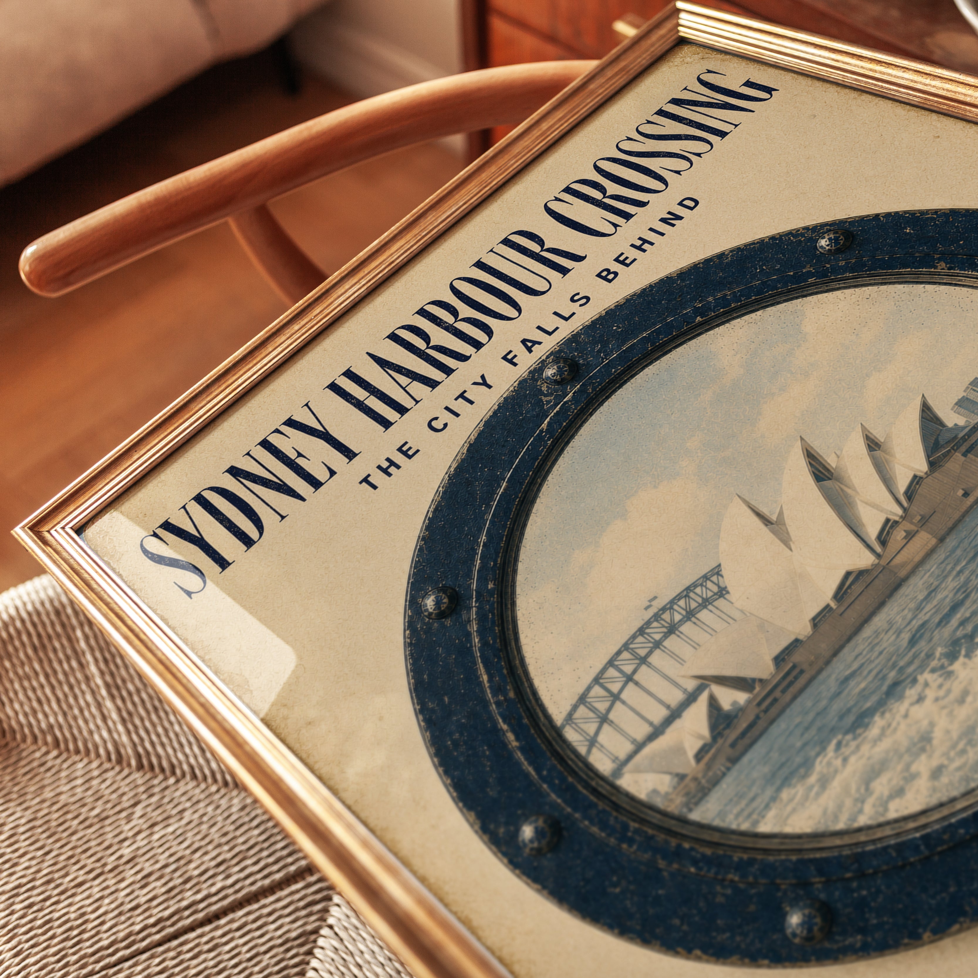 Sydney Harbour Crossing Vintage Travel Poster - detail