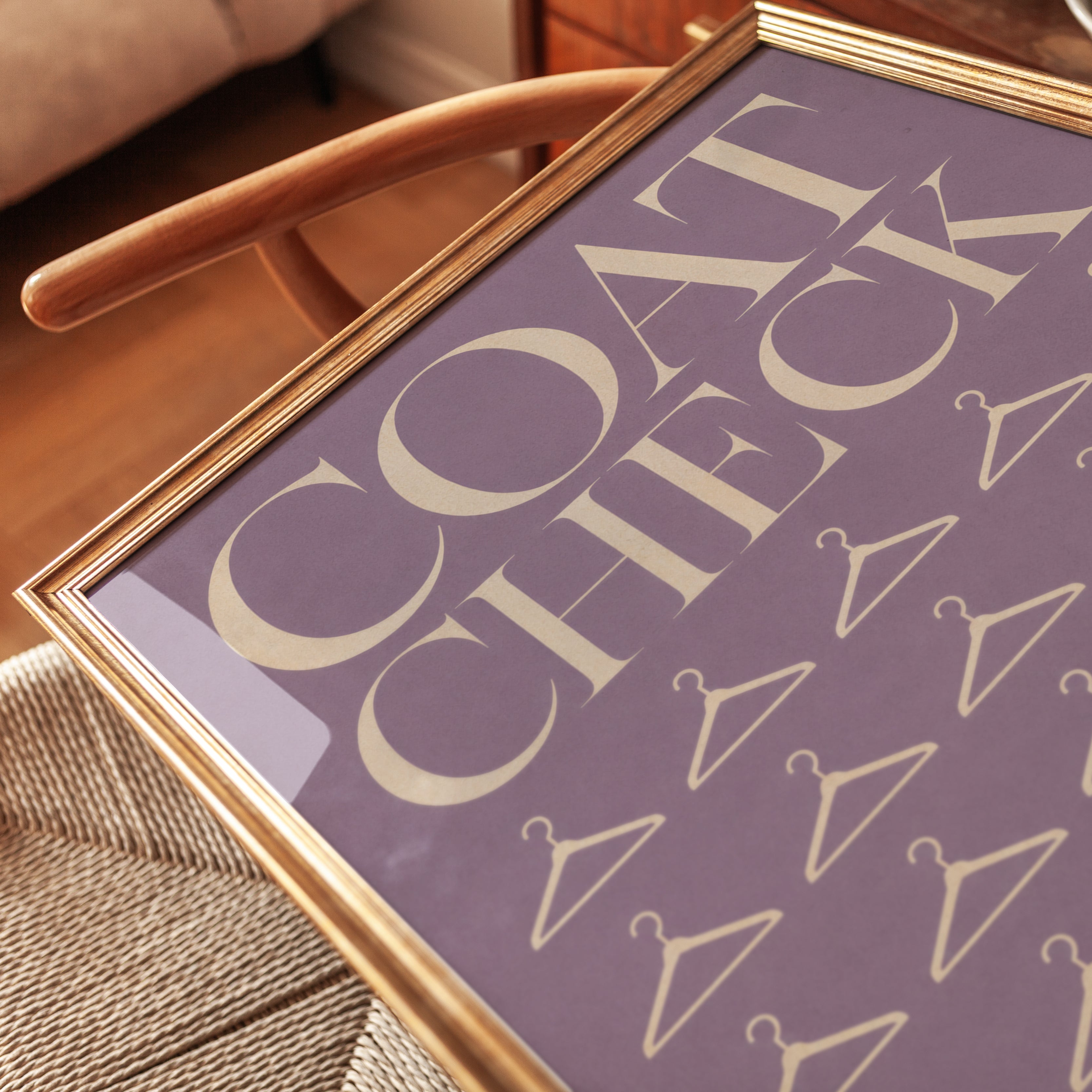 Coat Check Print: Retro Typography Wall Art - detail