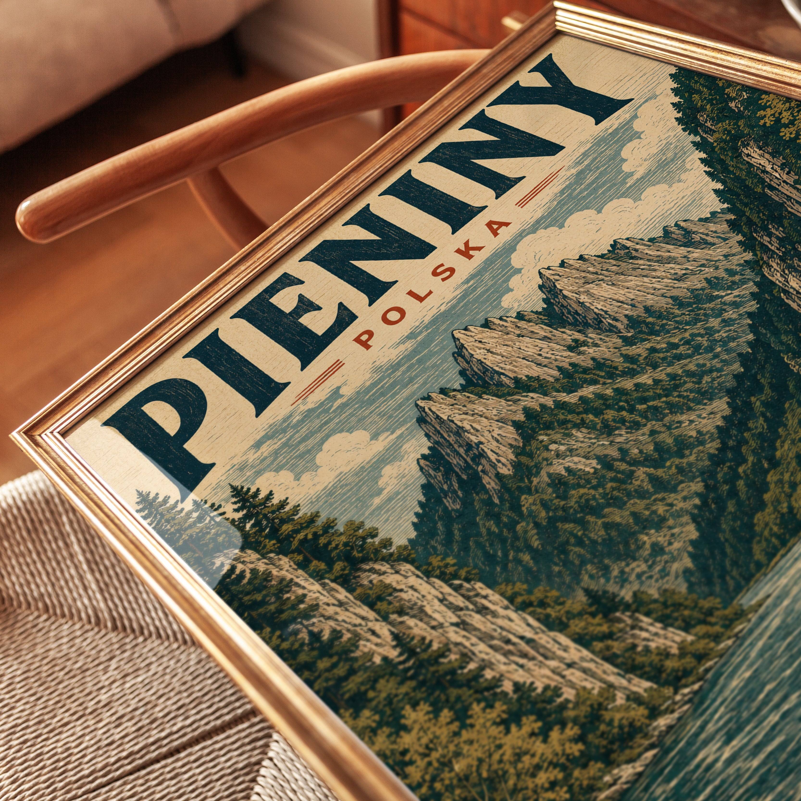 Poland Travel Poster – Pieniny Mountains Print - detail