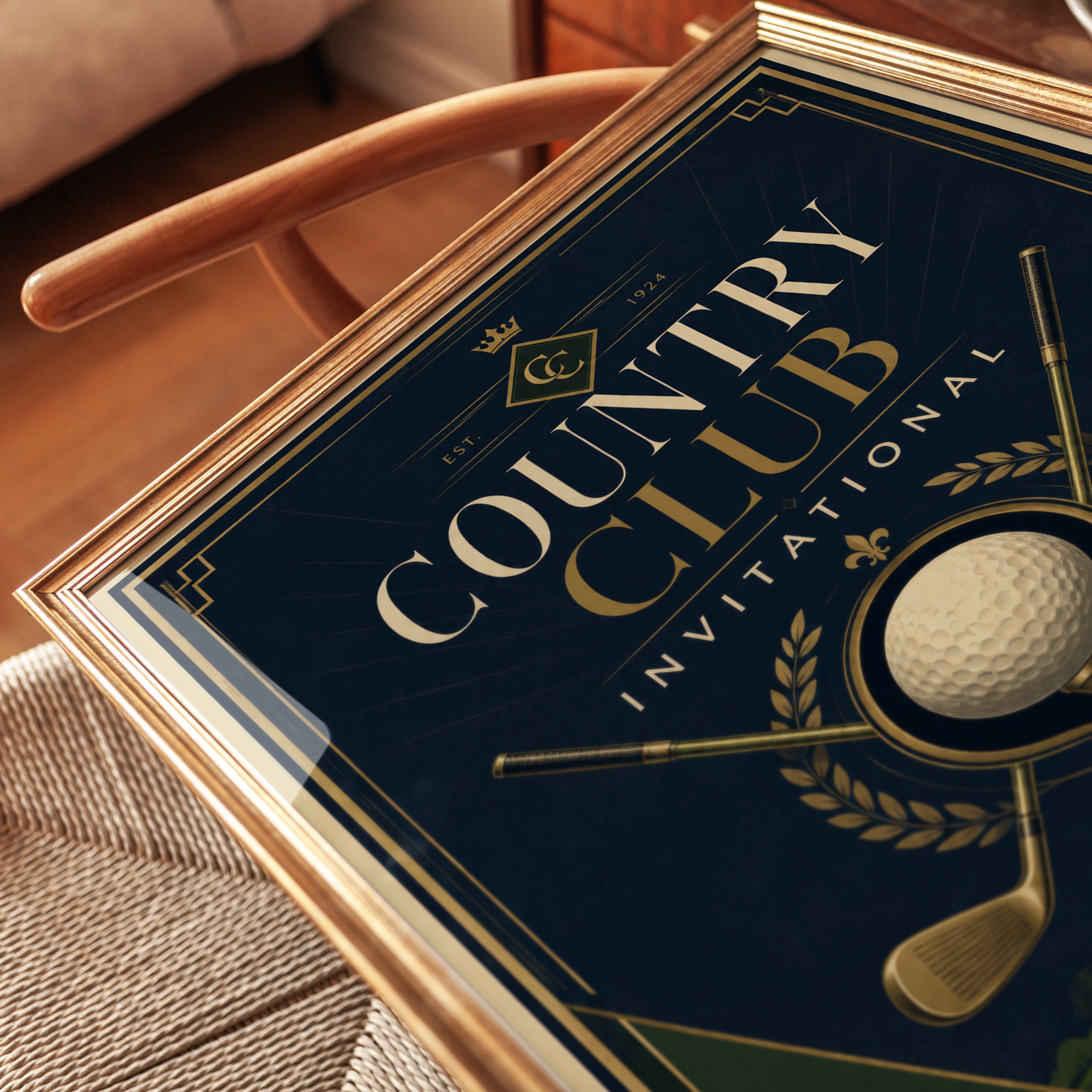 Vintage Golf Art Deco Print - detail