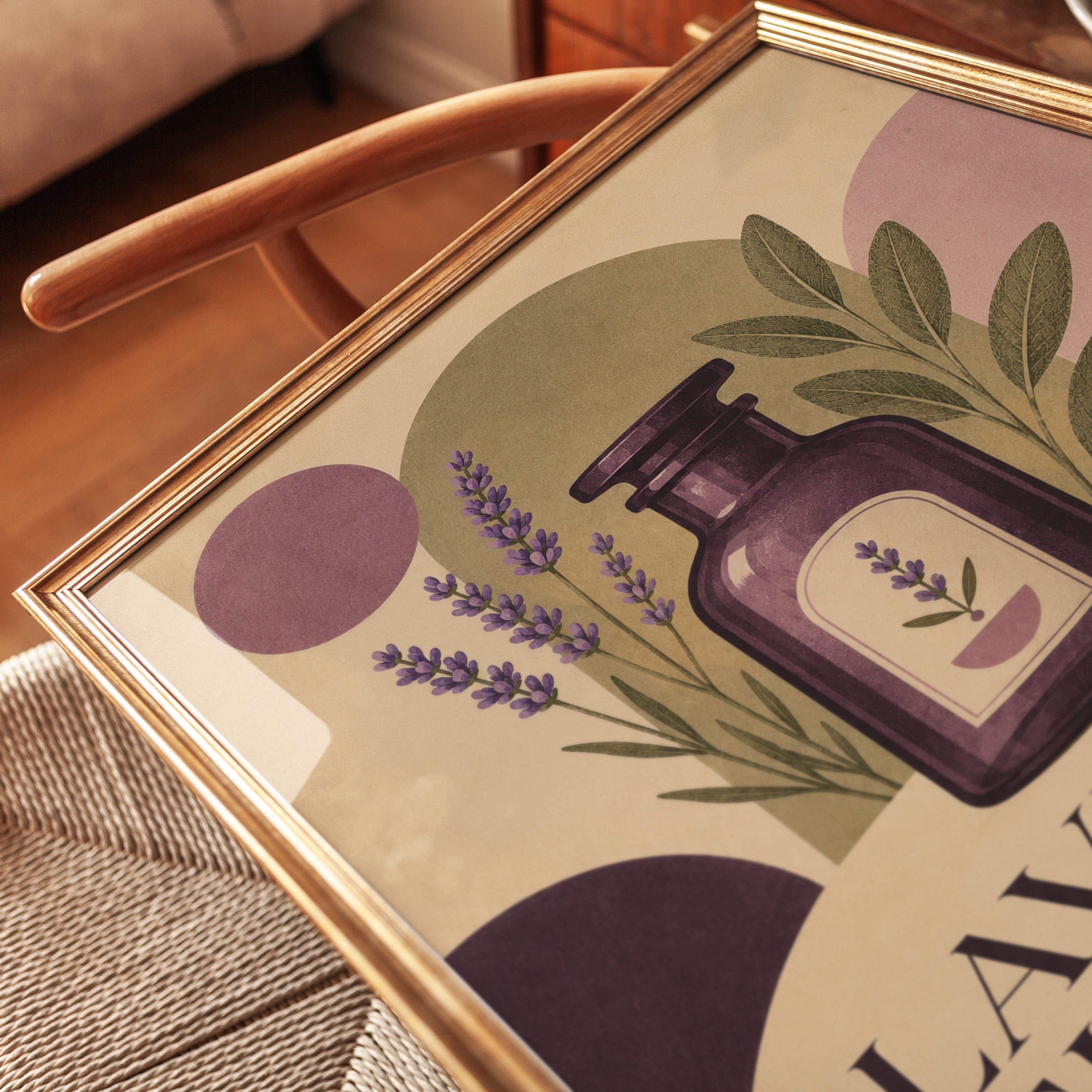 Lavender Tincture Bottle Art Print: Vintage Apothecary Design - detail