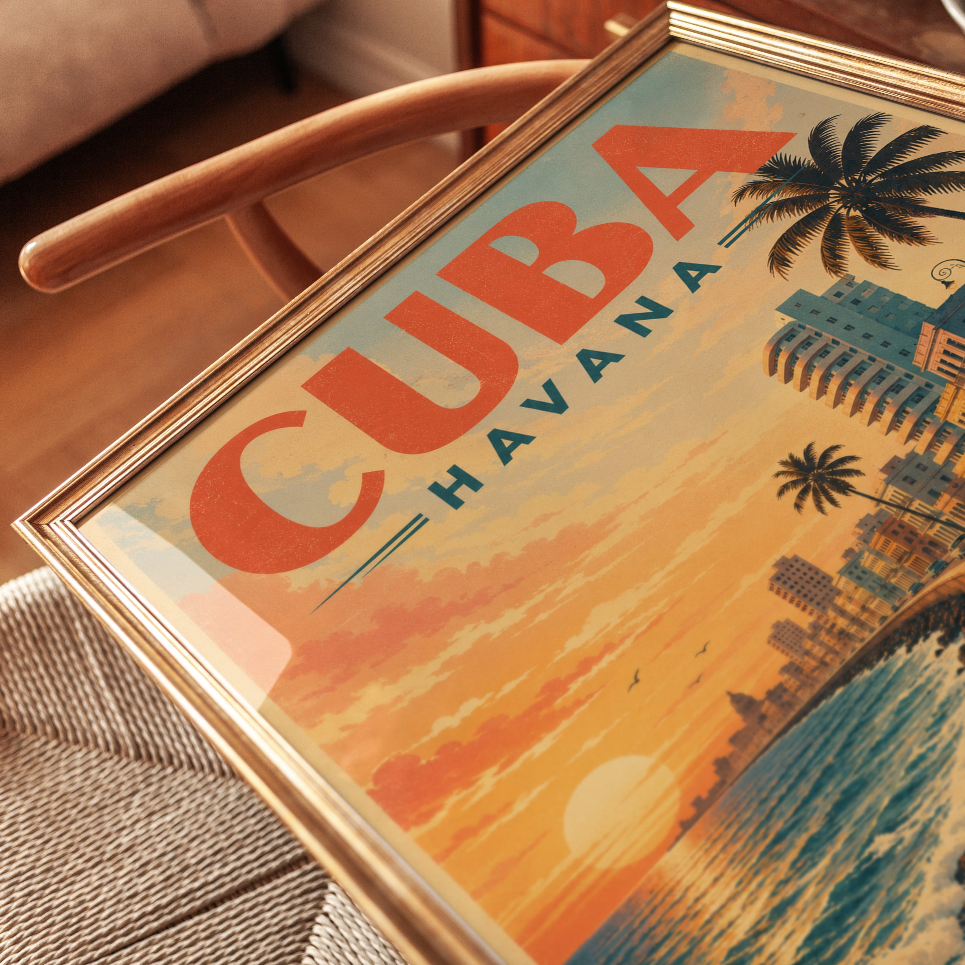 Cuba Travel Poster – Havana Vintage Print - detail