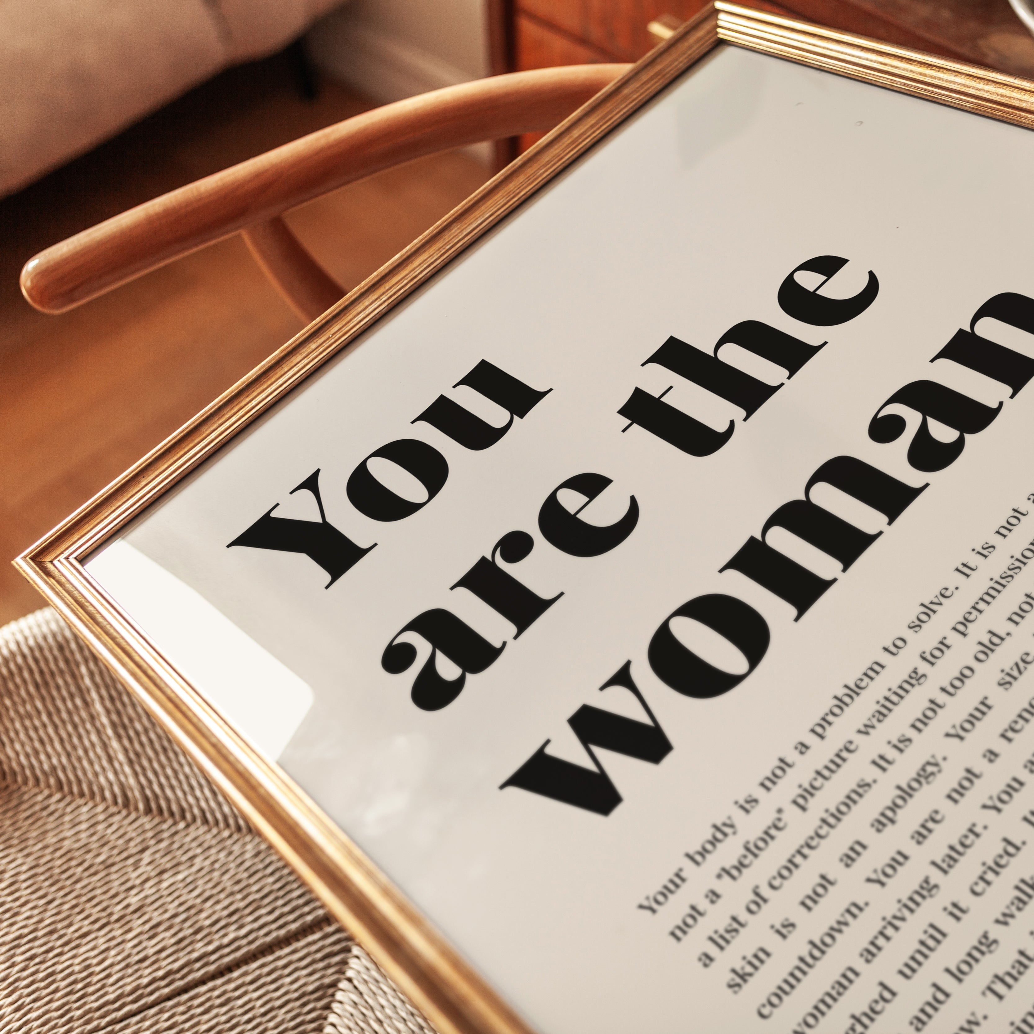 You Are The Woman Typography Print: Empowerment Wall Art - detail
