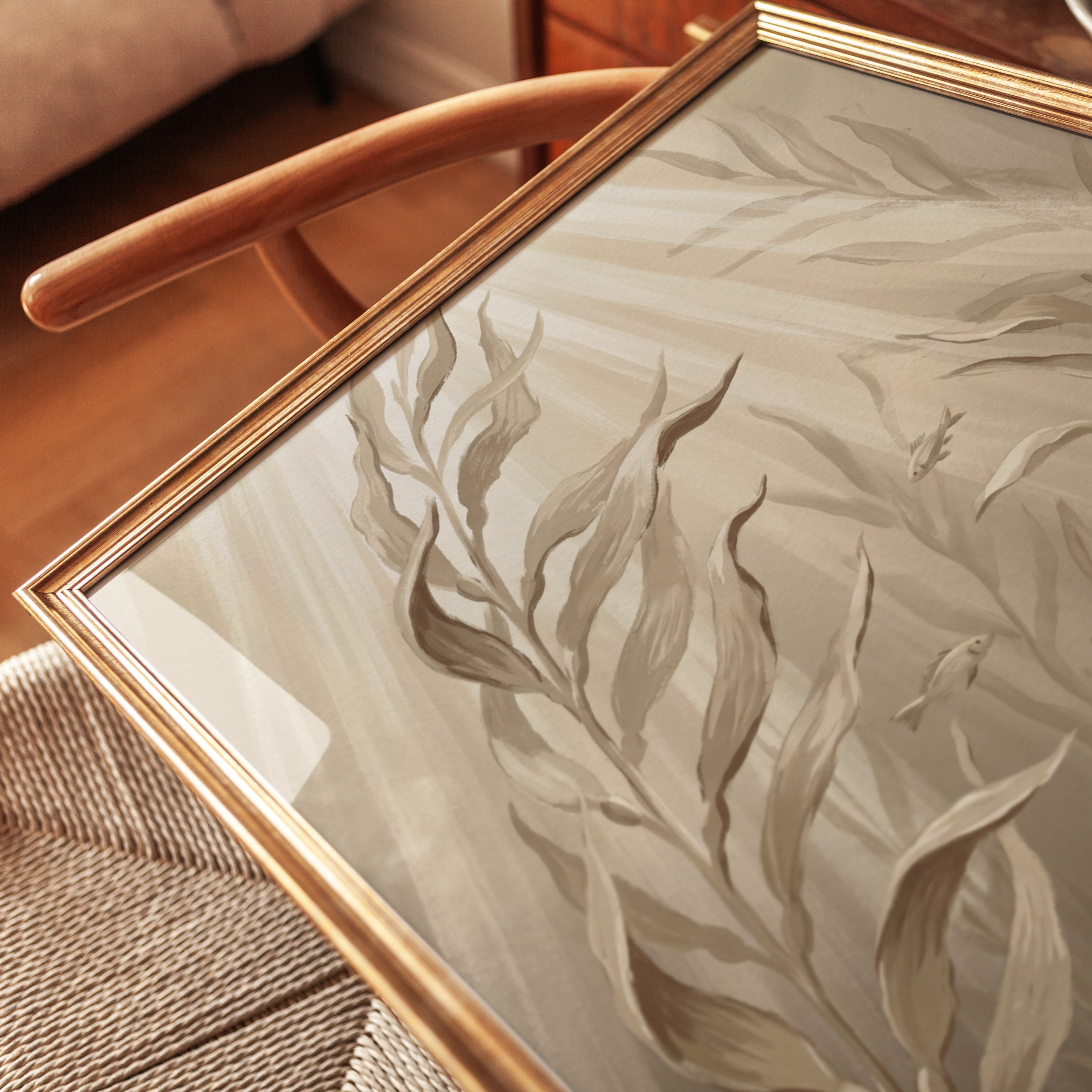 Underwater Kelp Art Print — Serene Botanical Illustration - detail
