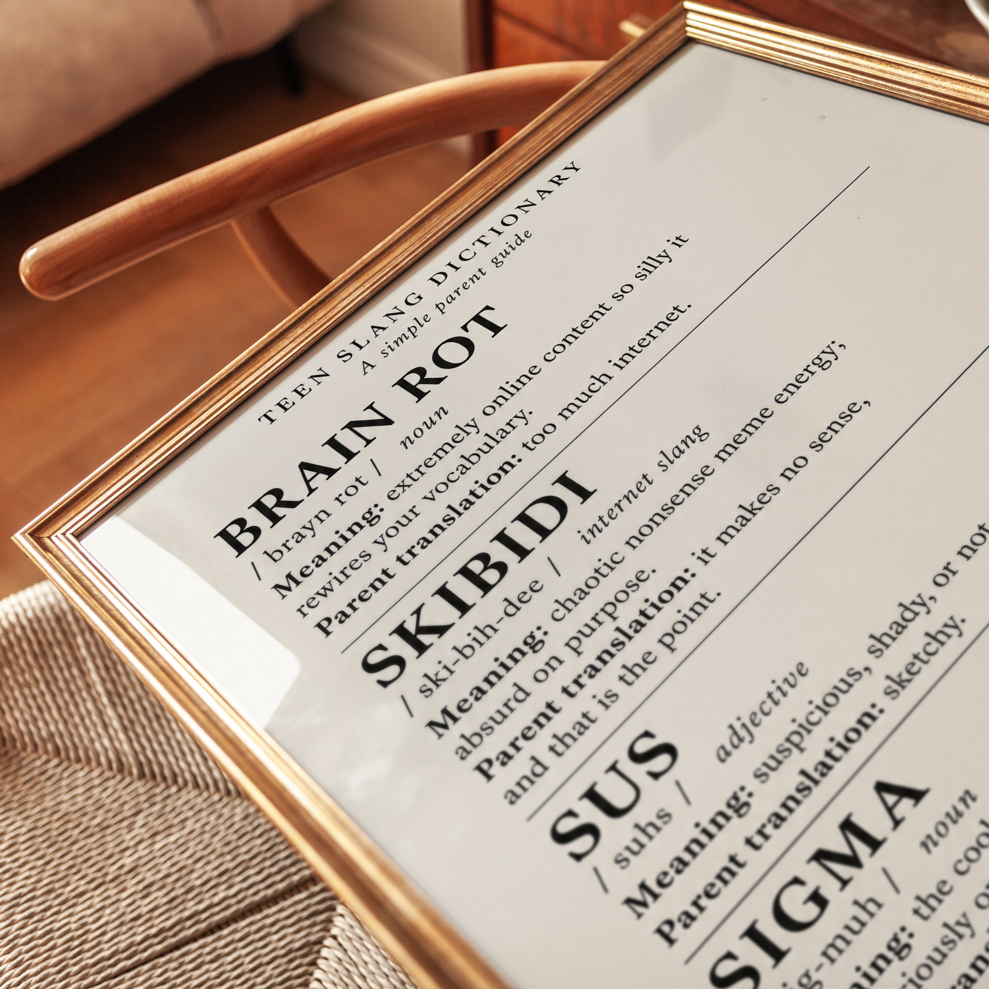Teen Slang Dictionary – Parent Guide Wall Art - detail