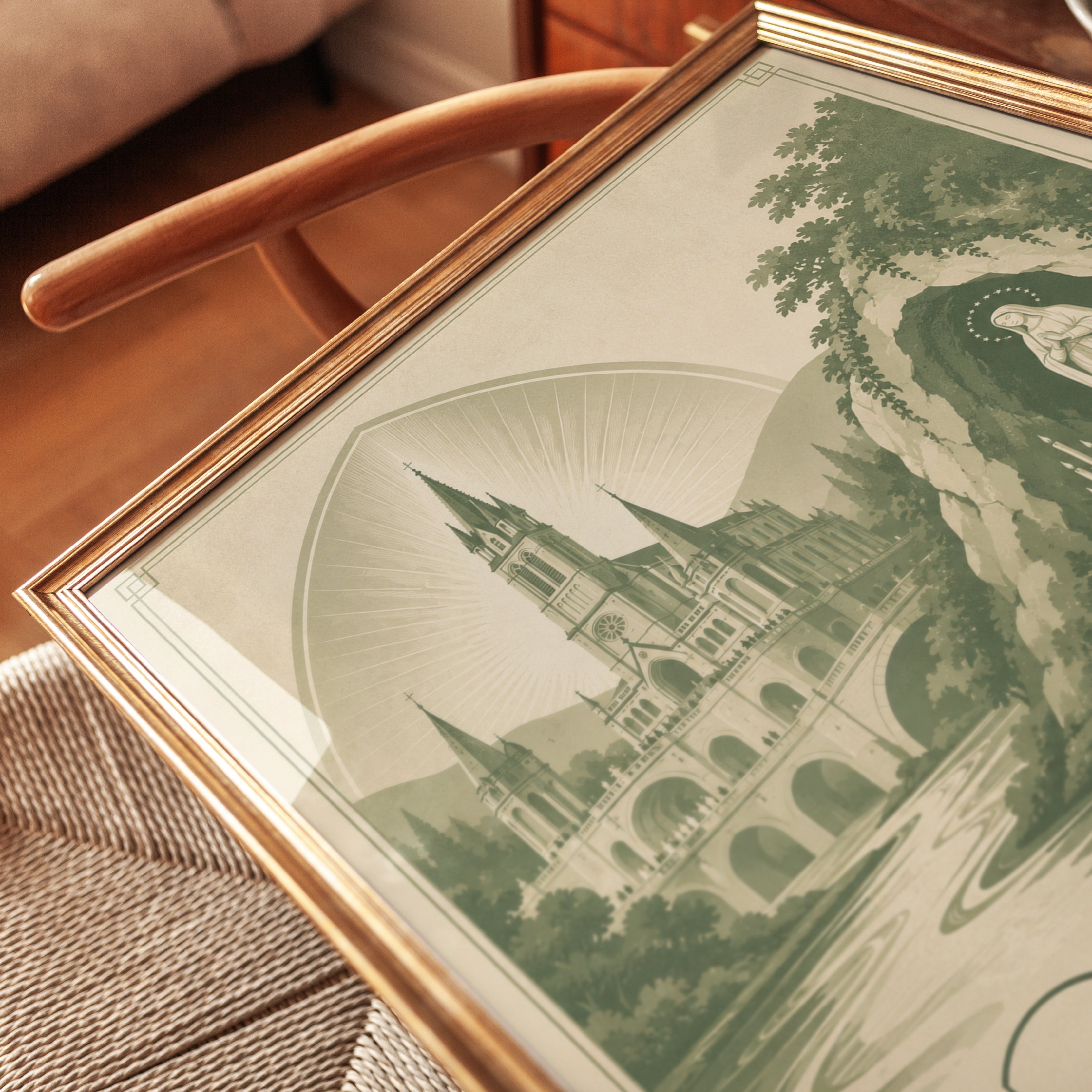 Lourdes France Poster – Vintage Travel Print - detail