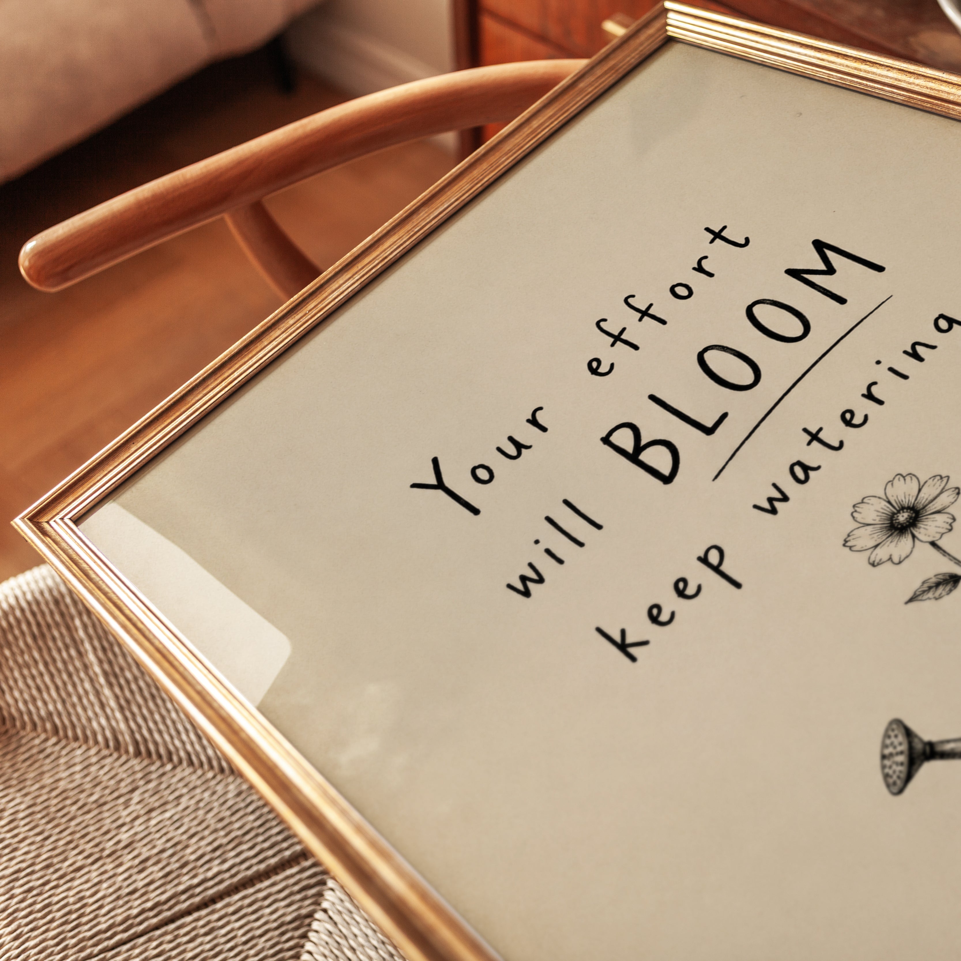 Motivational Flower Print: Your Effort Will Bloom Quote - detail