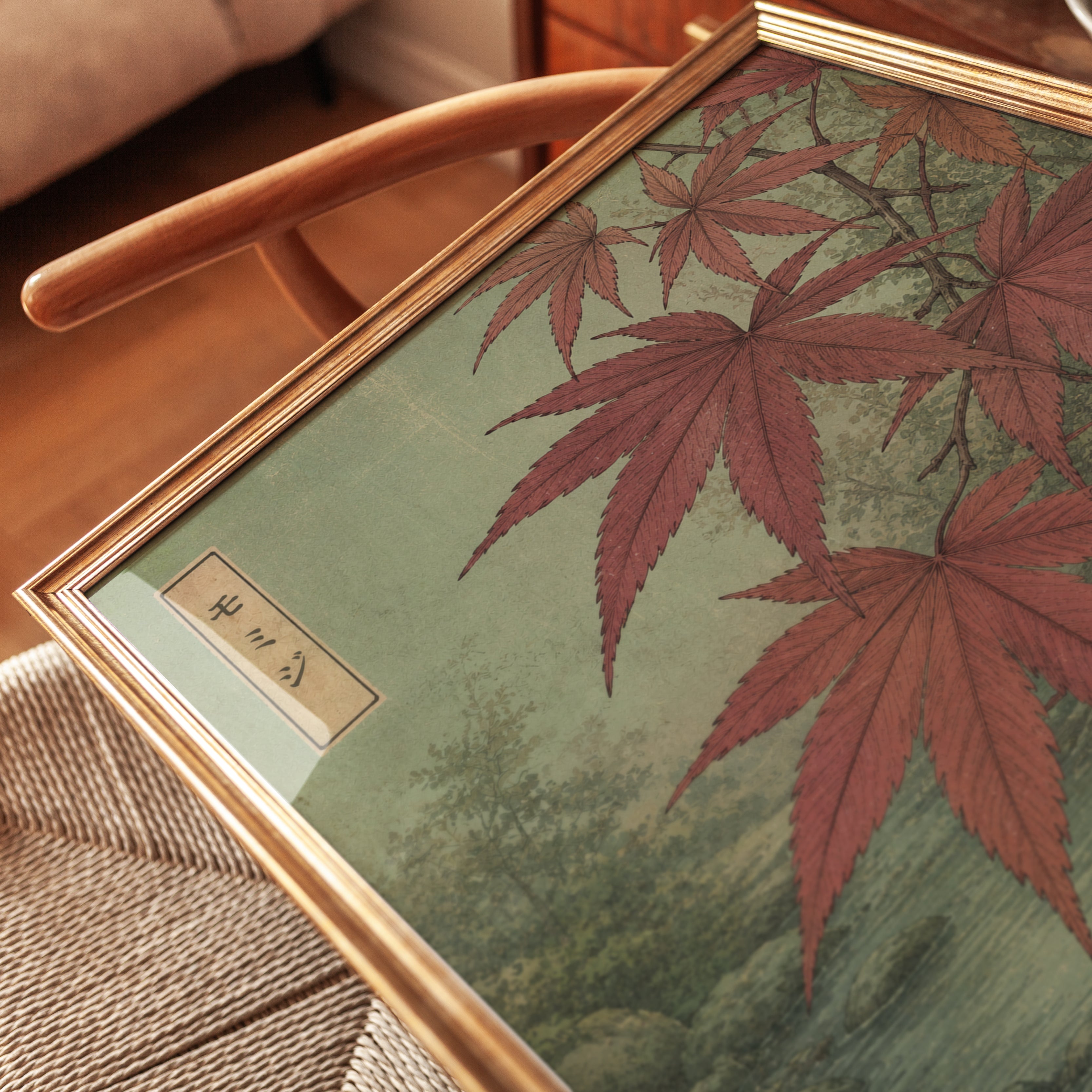 Japanese Maple Botanical Print — Vintage Ukiyo-e Style - detail