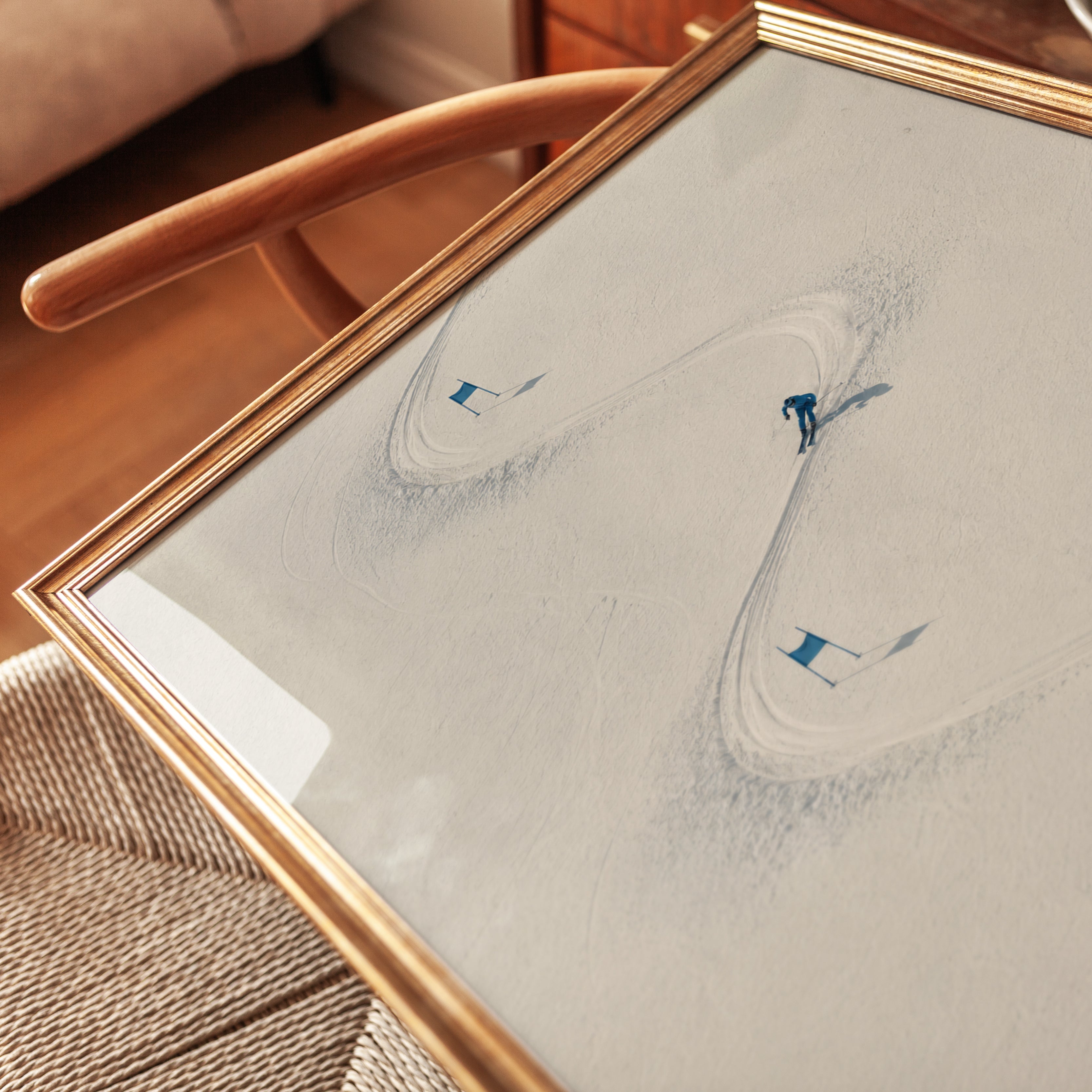 Ski Slope Wall Art – Minimalist Ski Print - detail