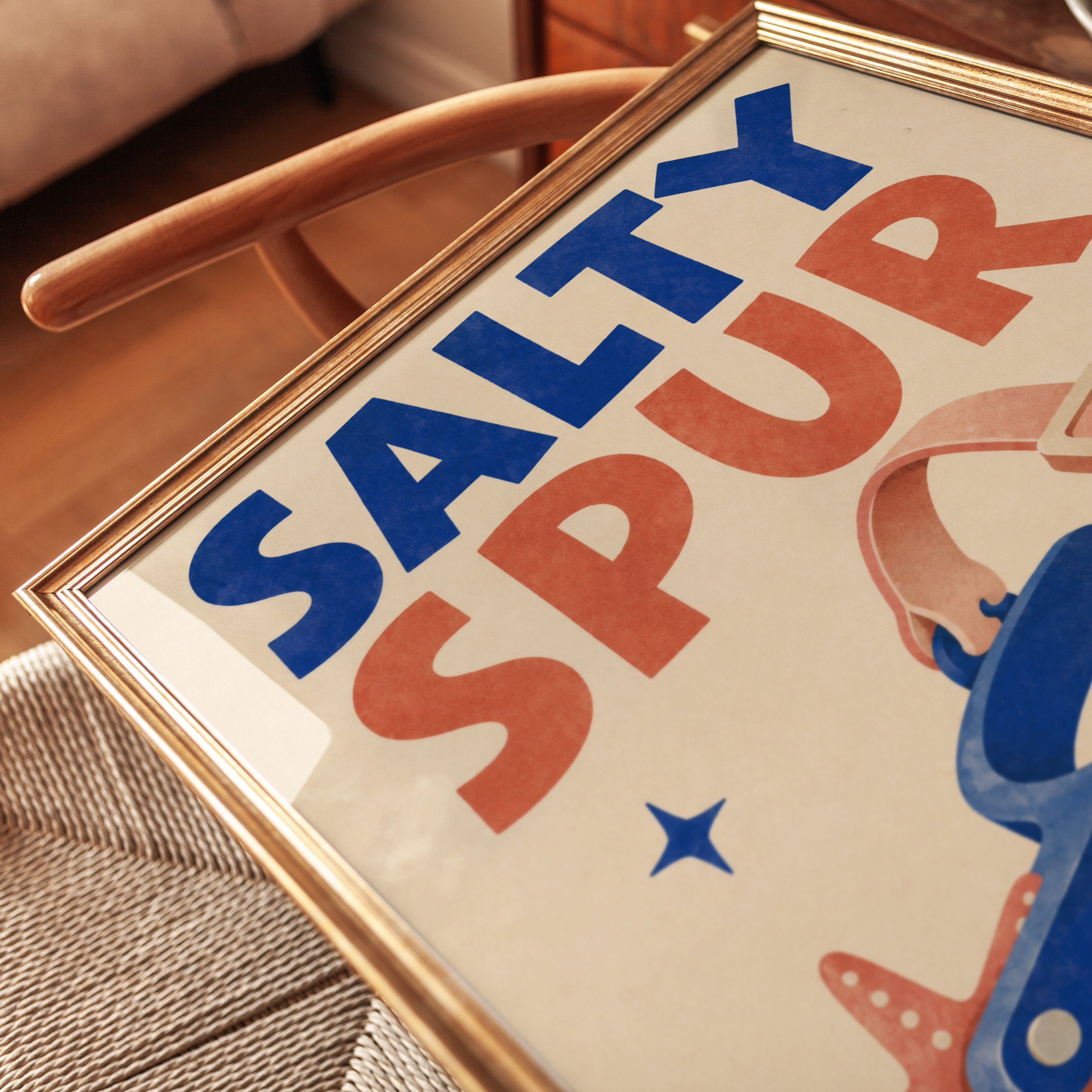 Salty Spur Wall Art: Retro Western Coastal Typography Poster - detail