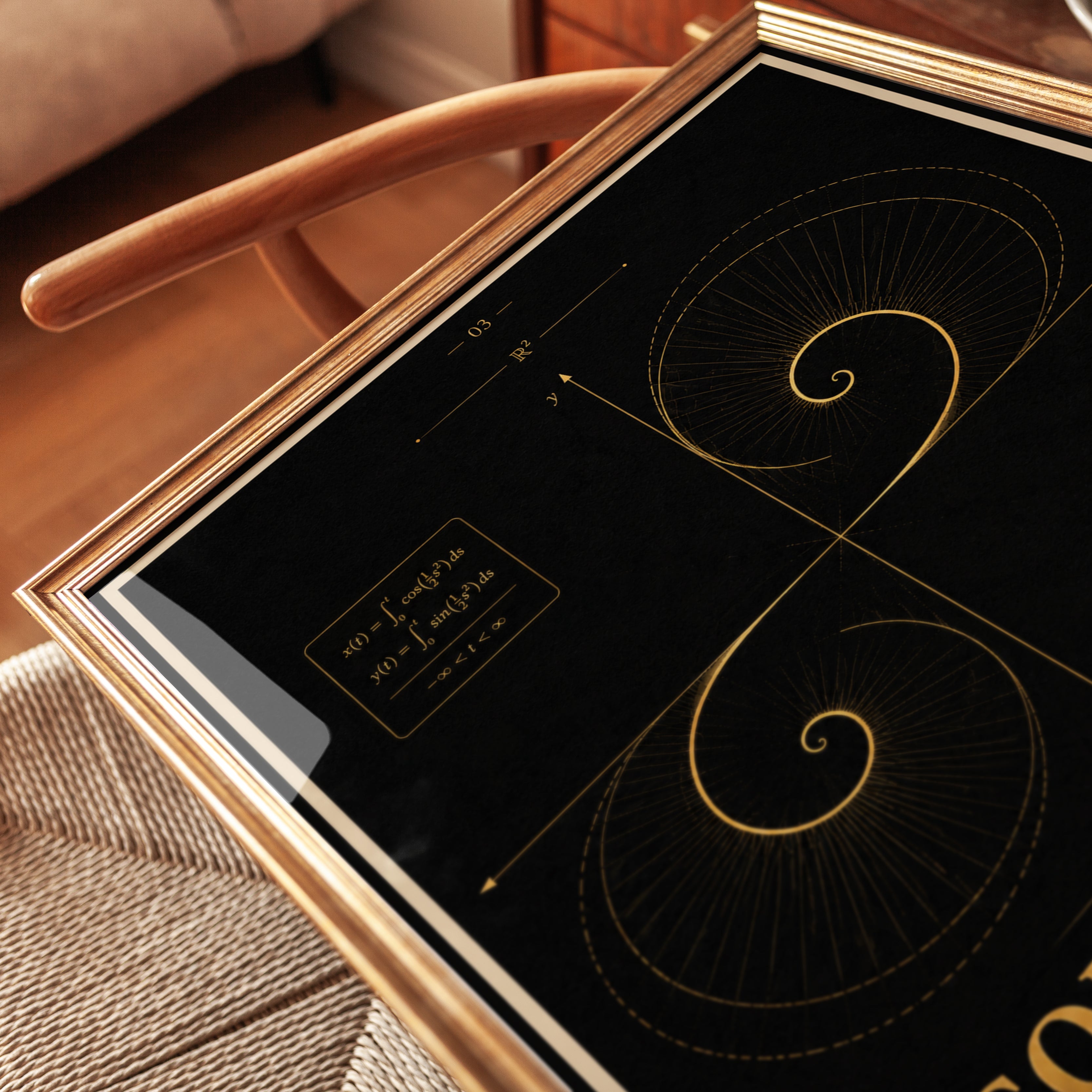 Mathematical Wall Art – Cornu Spiral Print - detail