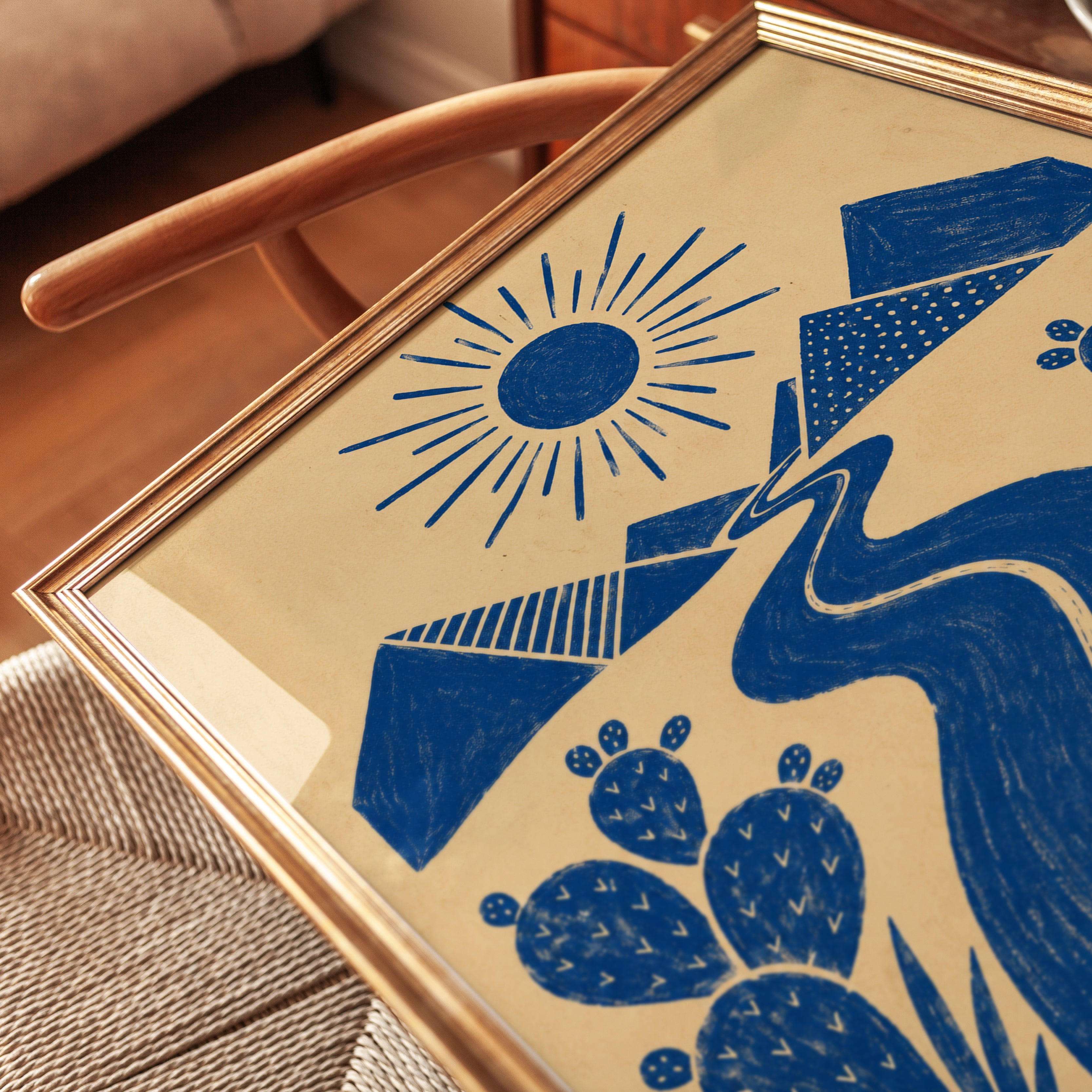 Folk Art Desert Landscape Print - detail