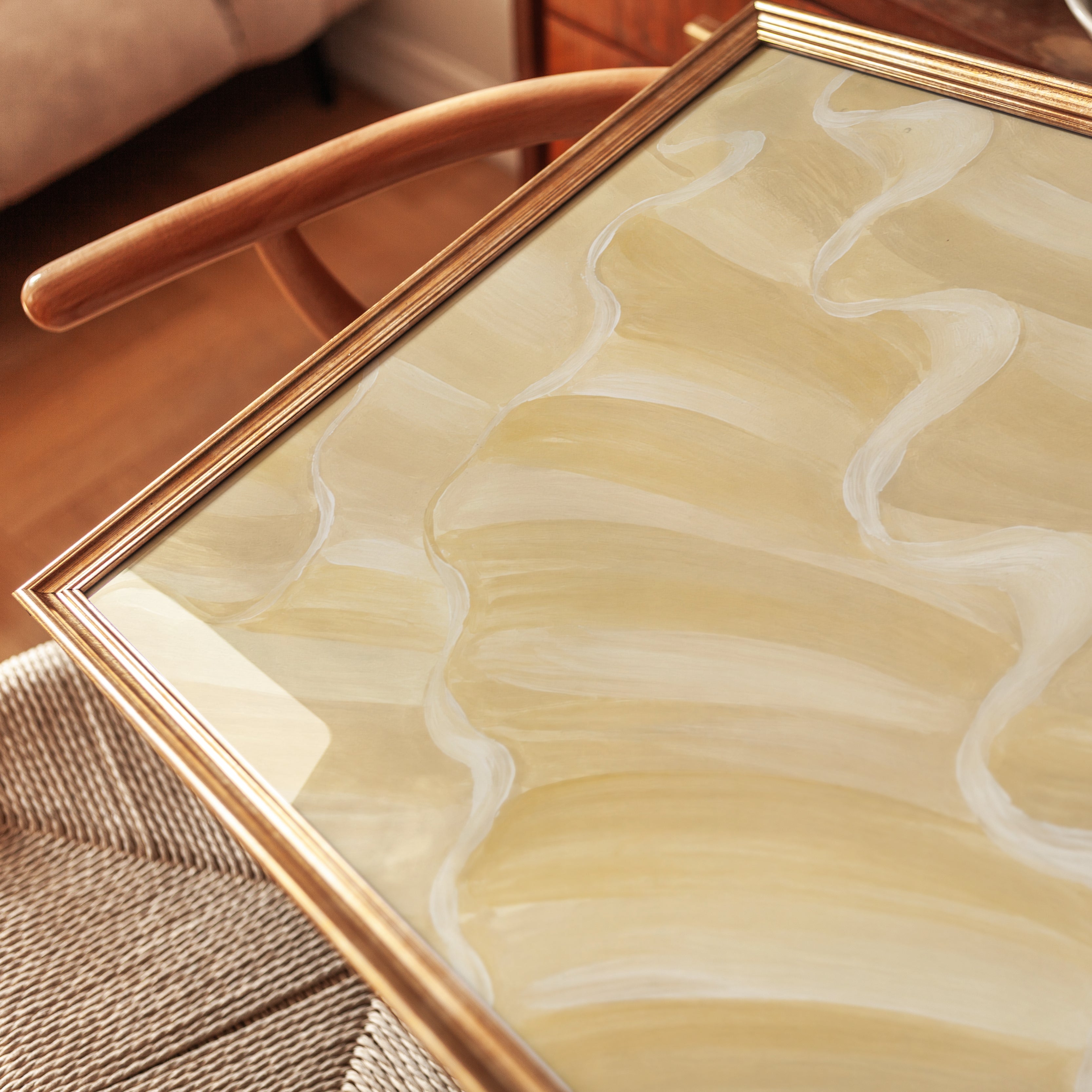 Abstract Waves Wall Art – Neutral Beige Print - detail