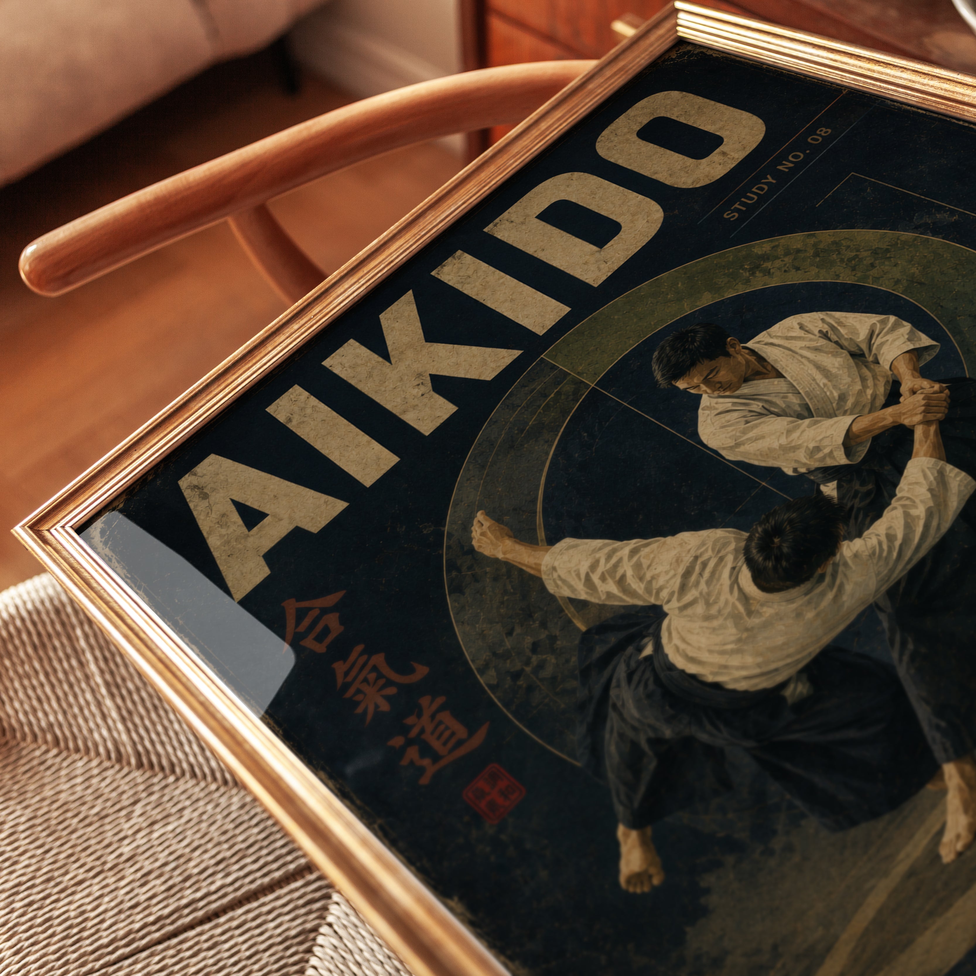 Aikido Wall Art: Vintage Martial Arts Study - detail