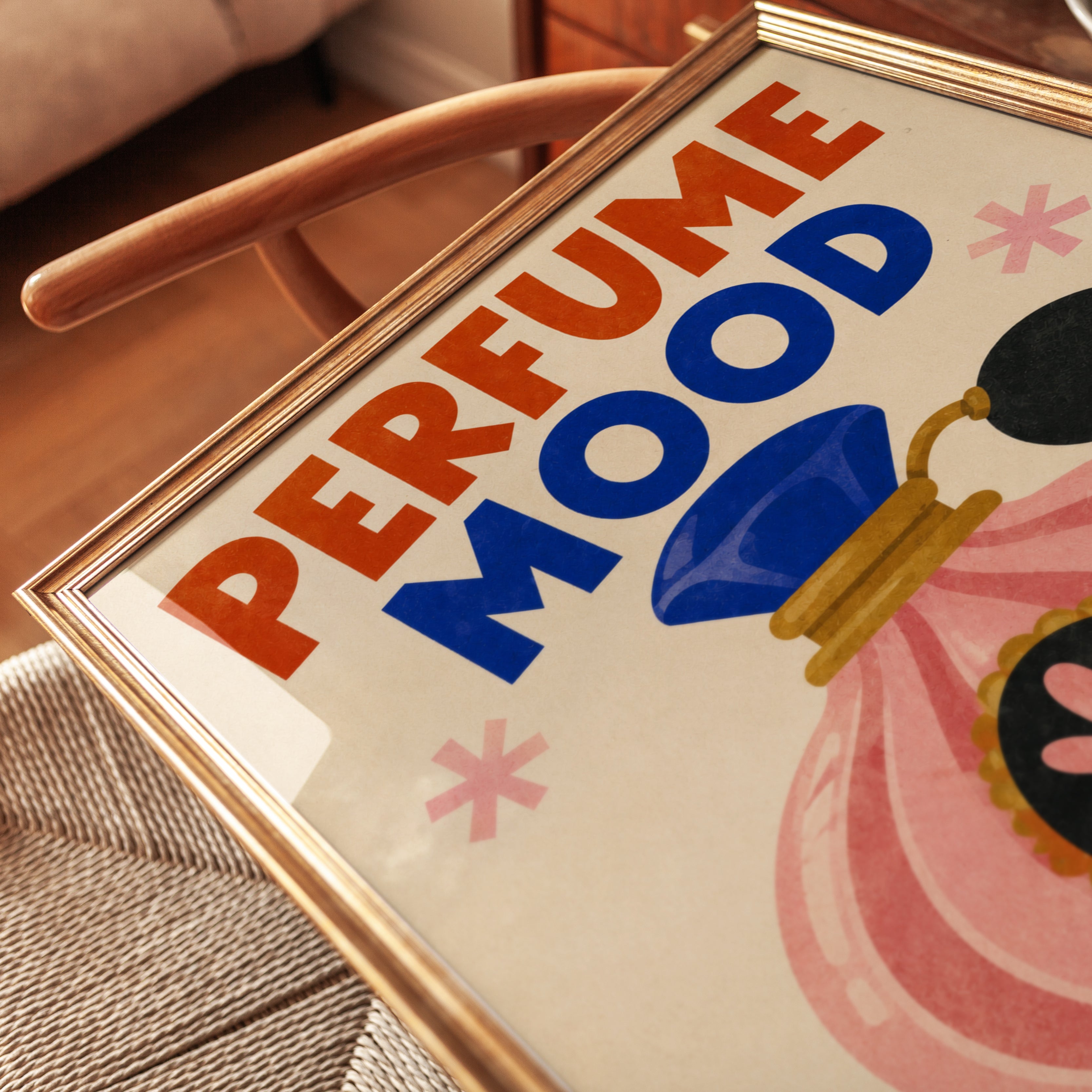 Perfume Bottle Poster – Retro Bathroom Wall Art - detail