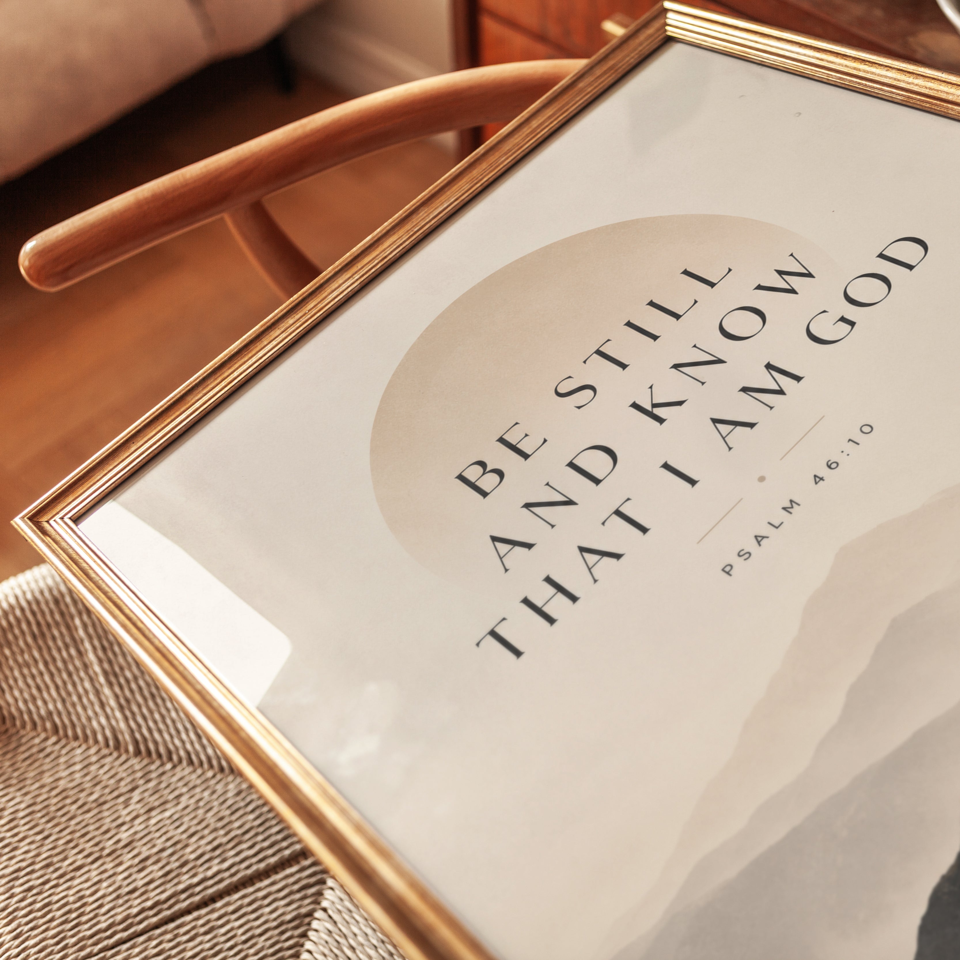 Be Still and Know Psalm 46:10 Print: Minimalist Mountain Cross Art - detail