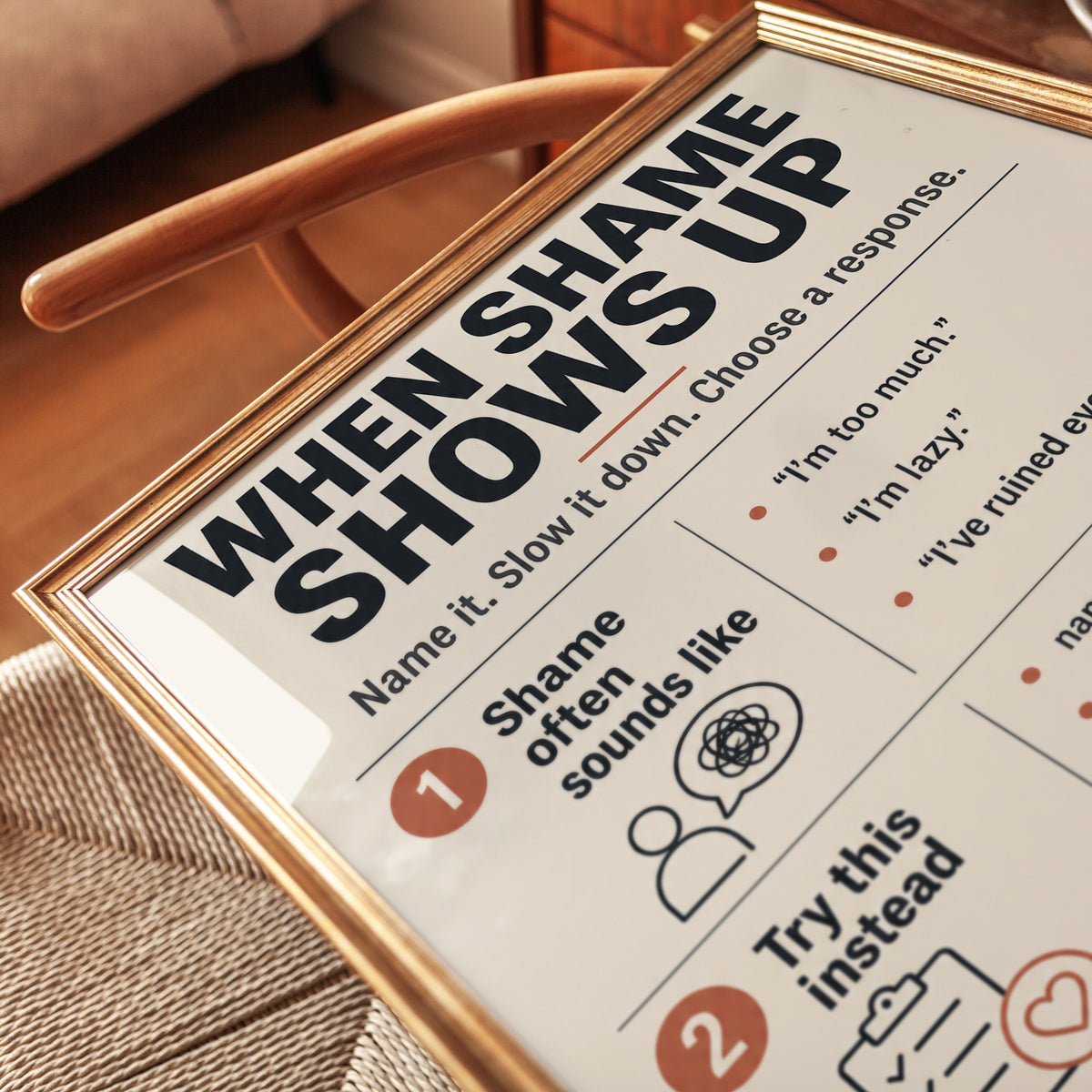 When Shame Shows Up Poster: Mental Health Therapy Wall Art - detail