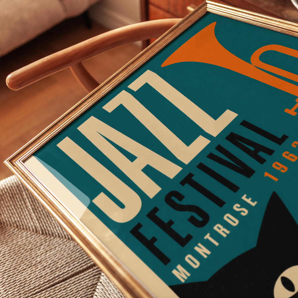Mid-Century Jazz Festival Poster – Teal - detail