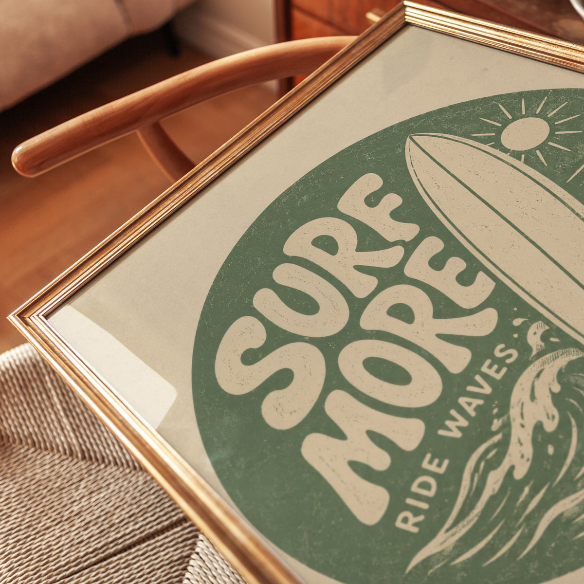 Surf More Vintage Print - detail