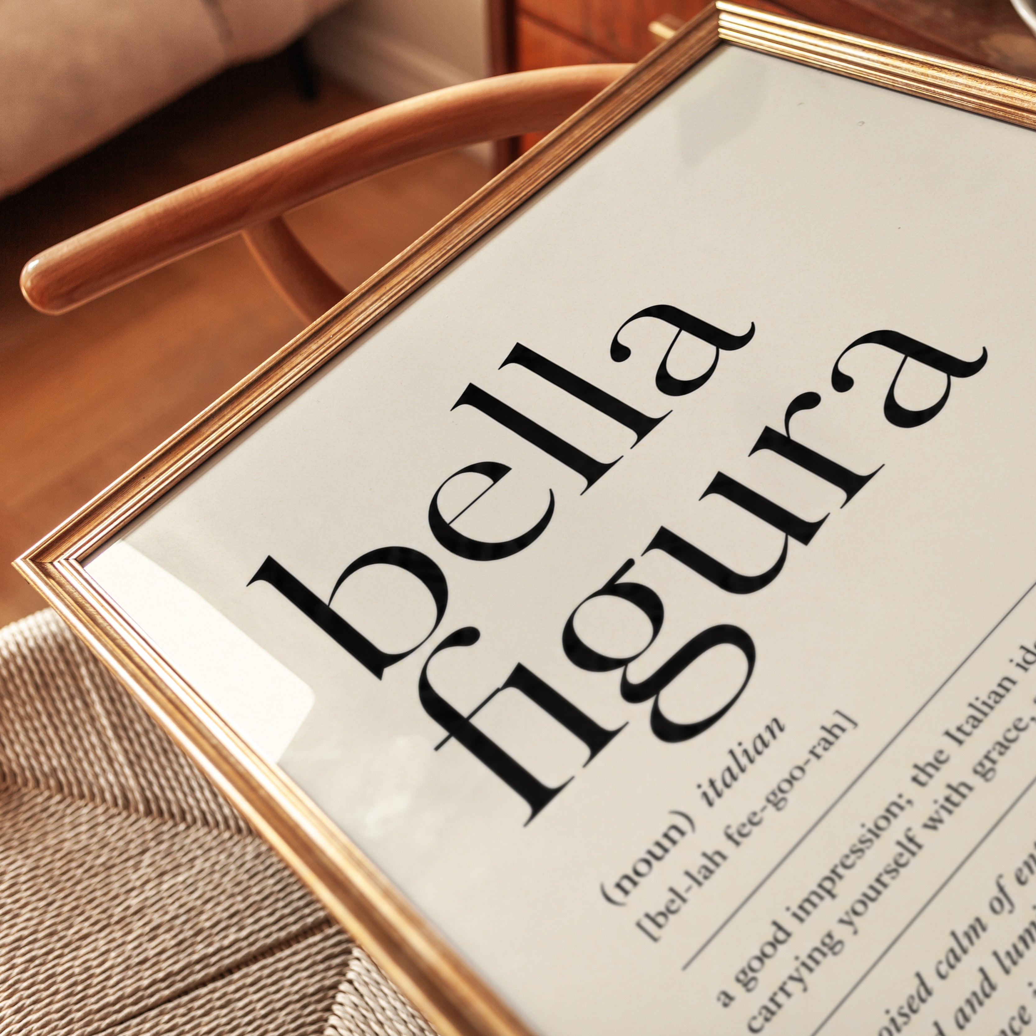 Bella Figura Typography Print – Italian Quote - detail