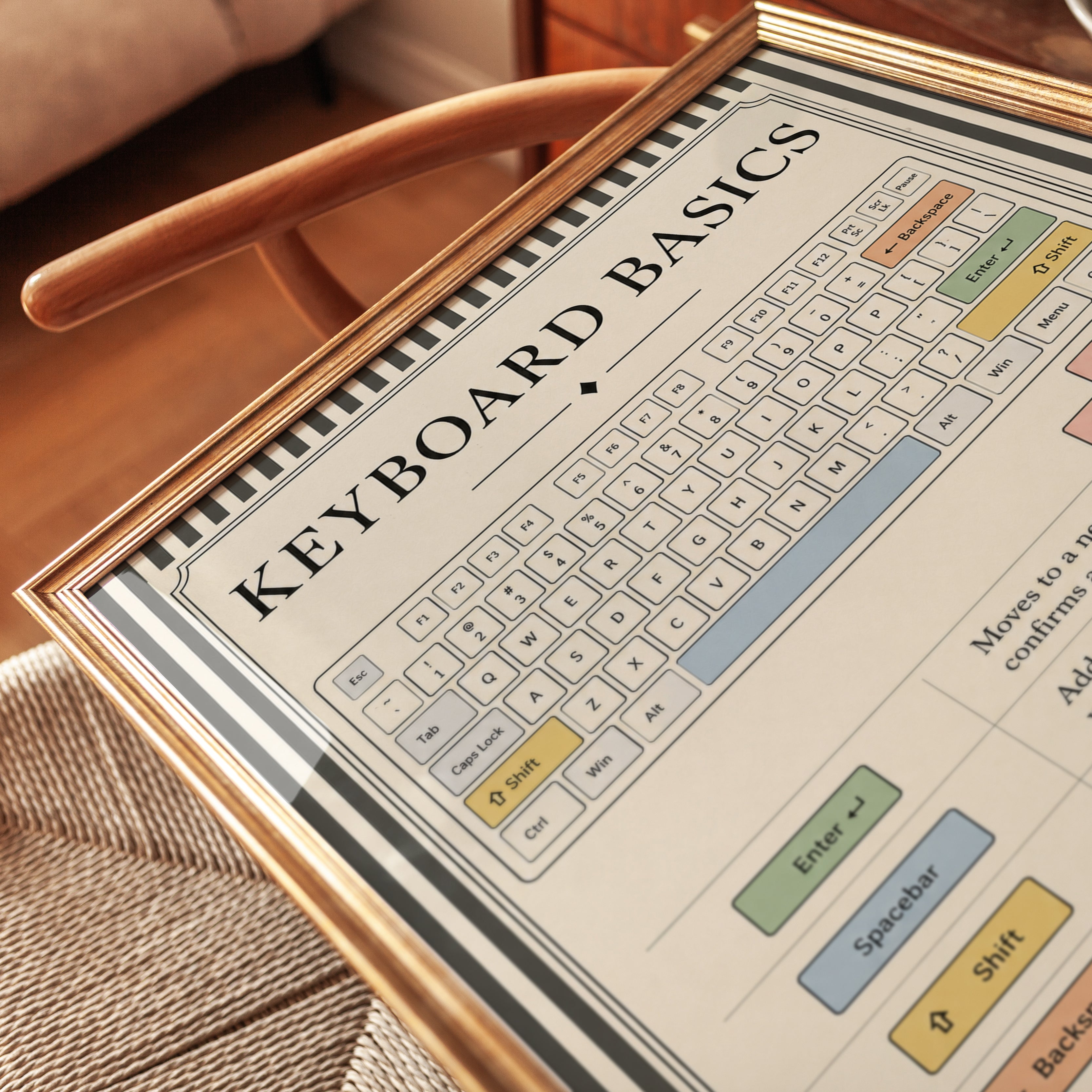 Keyboard Basics Educational Poster: Vintage Typography Guide - detail