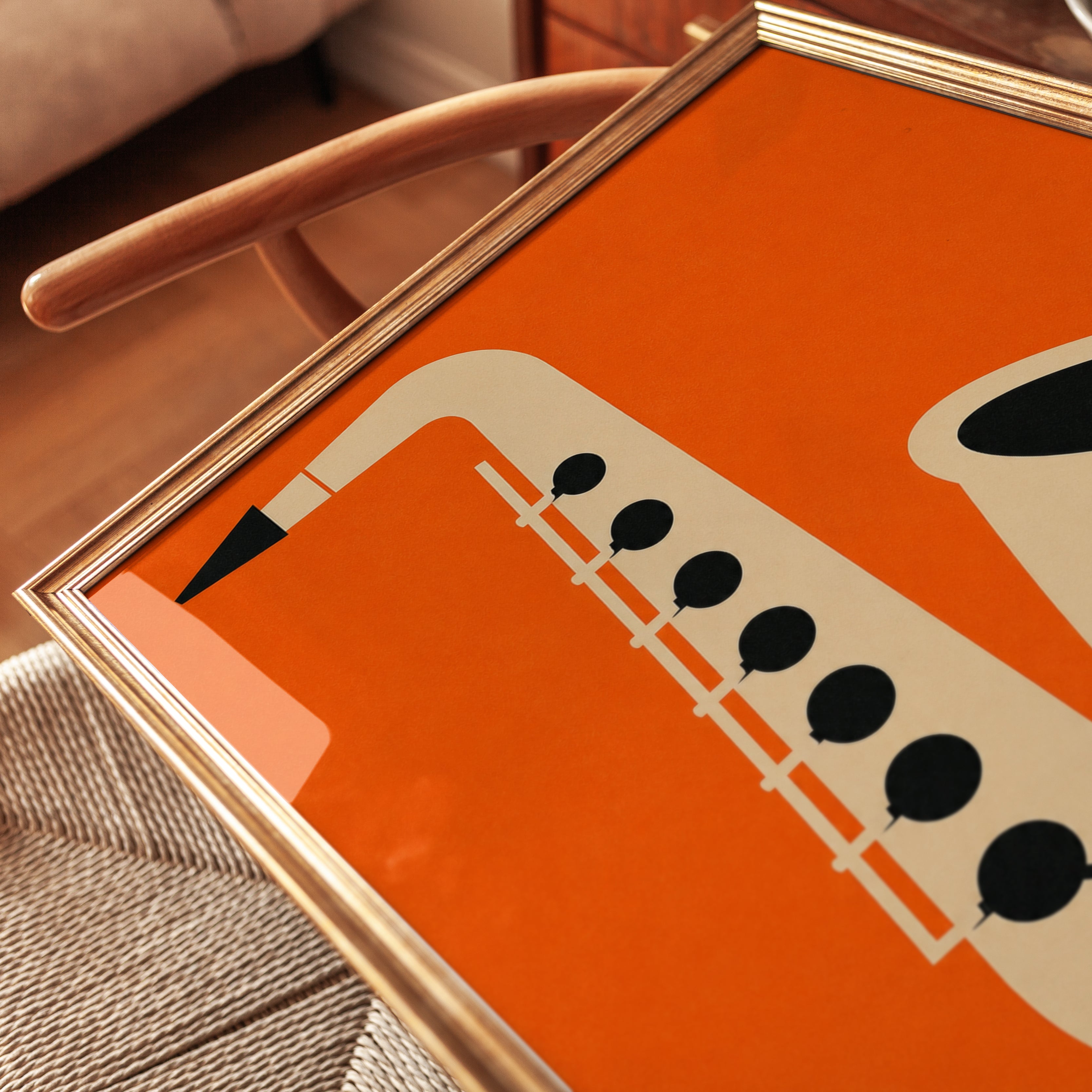 Mid-Century Saxophone Print — Minimalist Jazz Illustration - detail