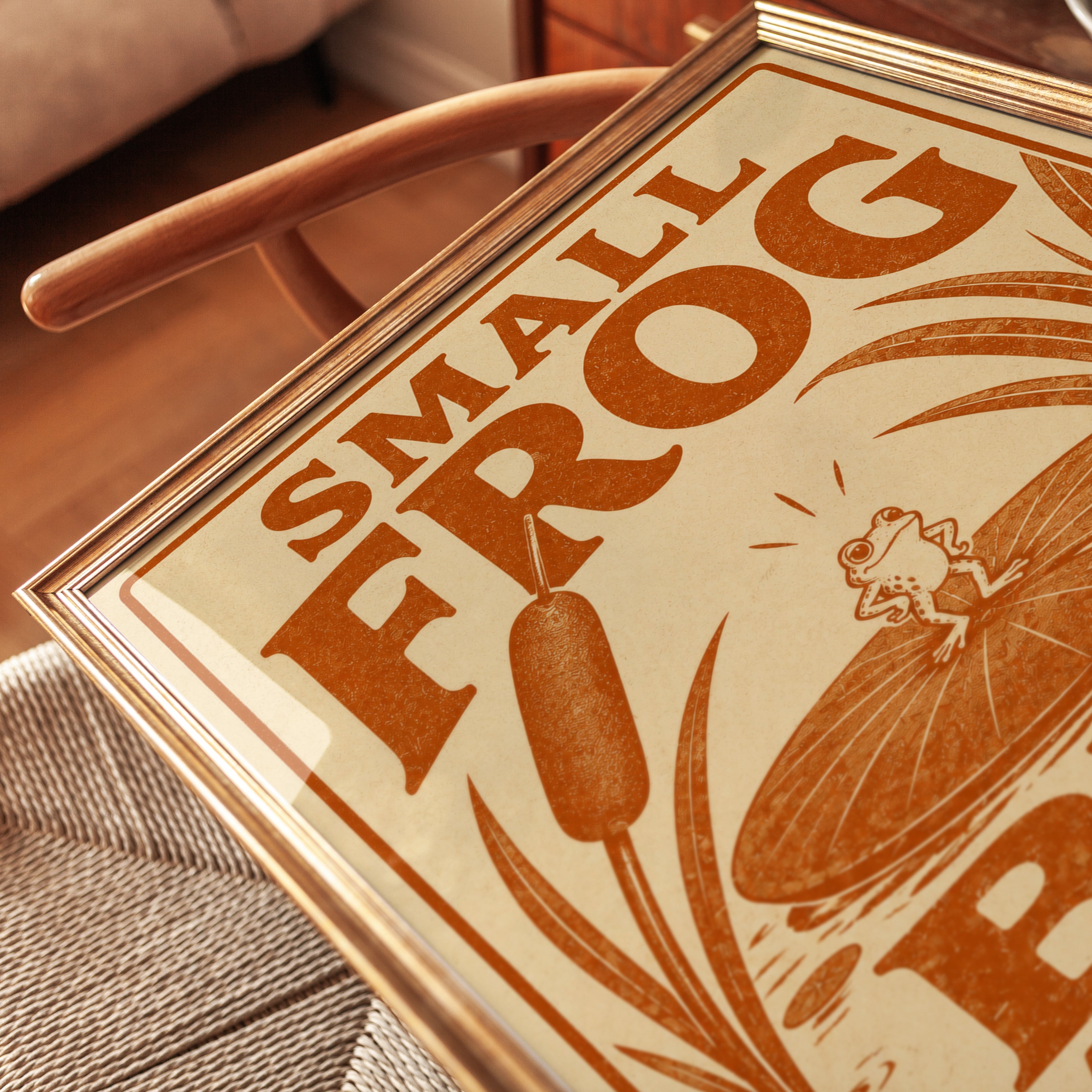 Frog Wall Art: Vintage Inspired Cottagecore - detail
