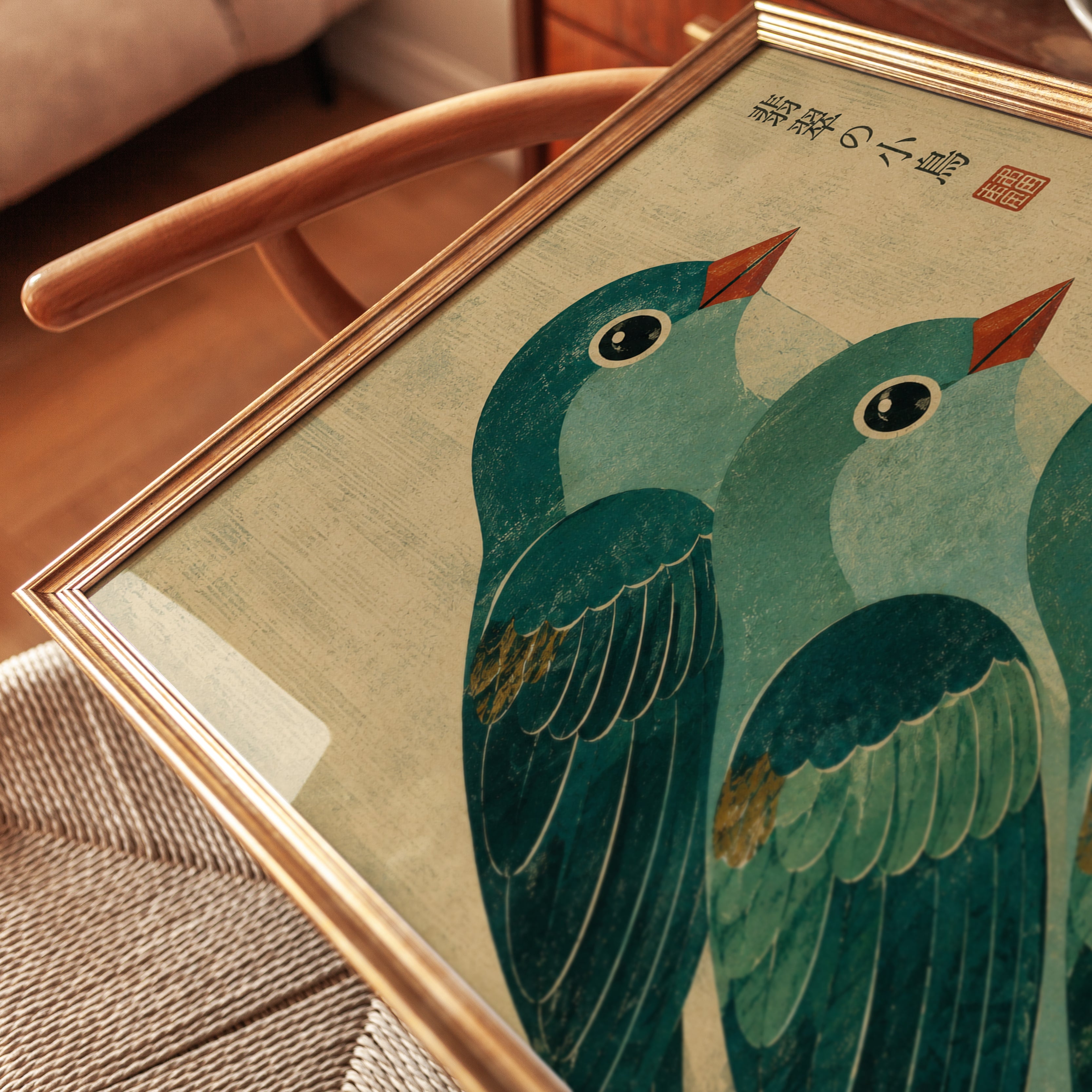 Japanese Bird Art Print — Vintage Woodblock Style - detail