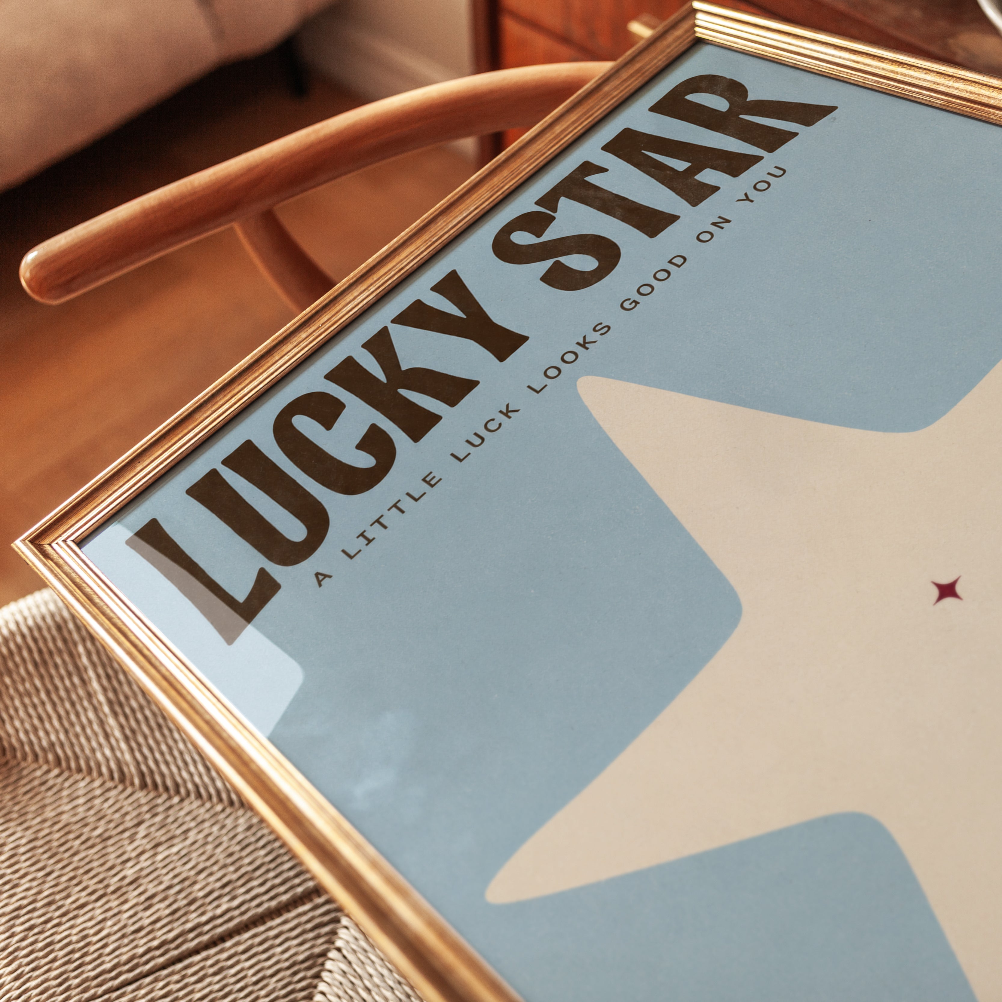 Retro Typography Poster – Lucky Star Print - detail