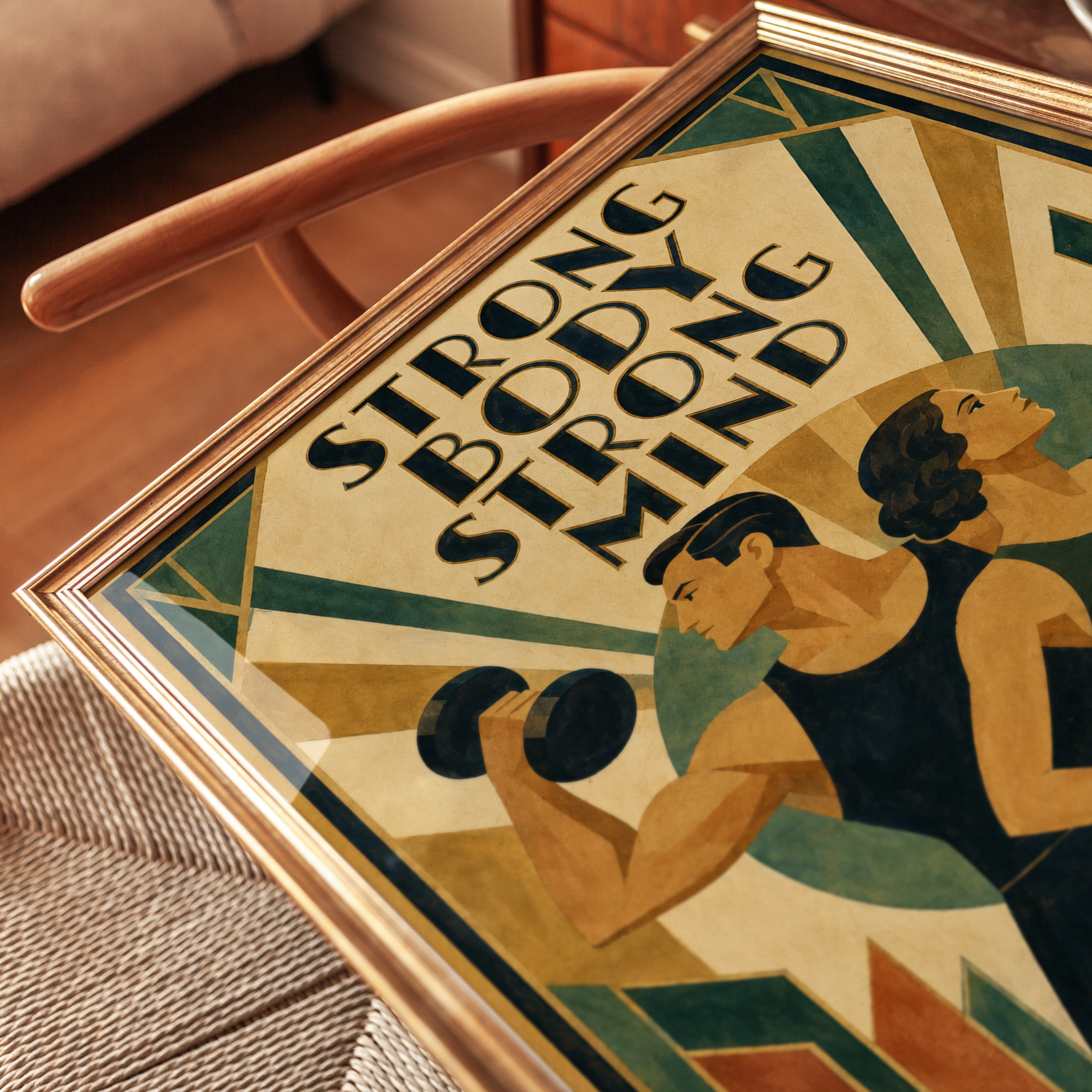Art Deco Gym Poster – Motivational Fitness Print - detail