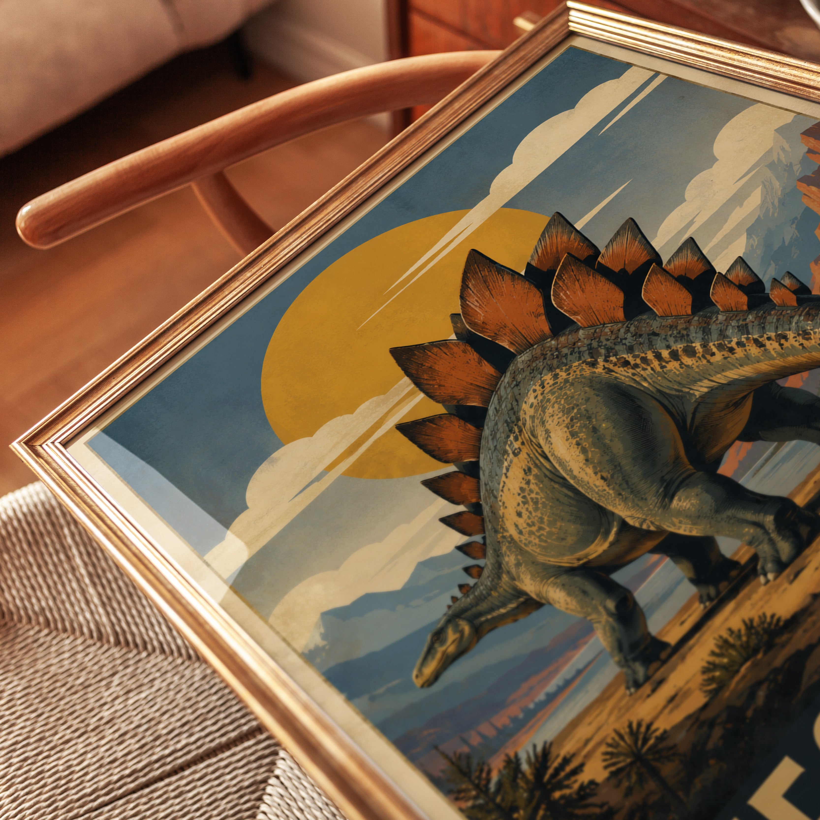 Stegosaurus Dinosaur Print: Vintage Travel Poster for Kids' Rooms - detail