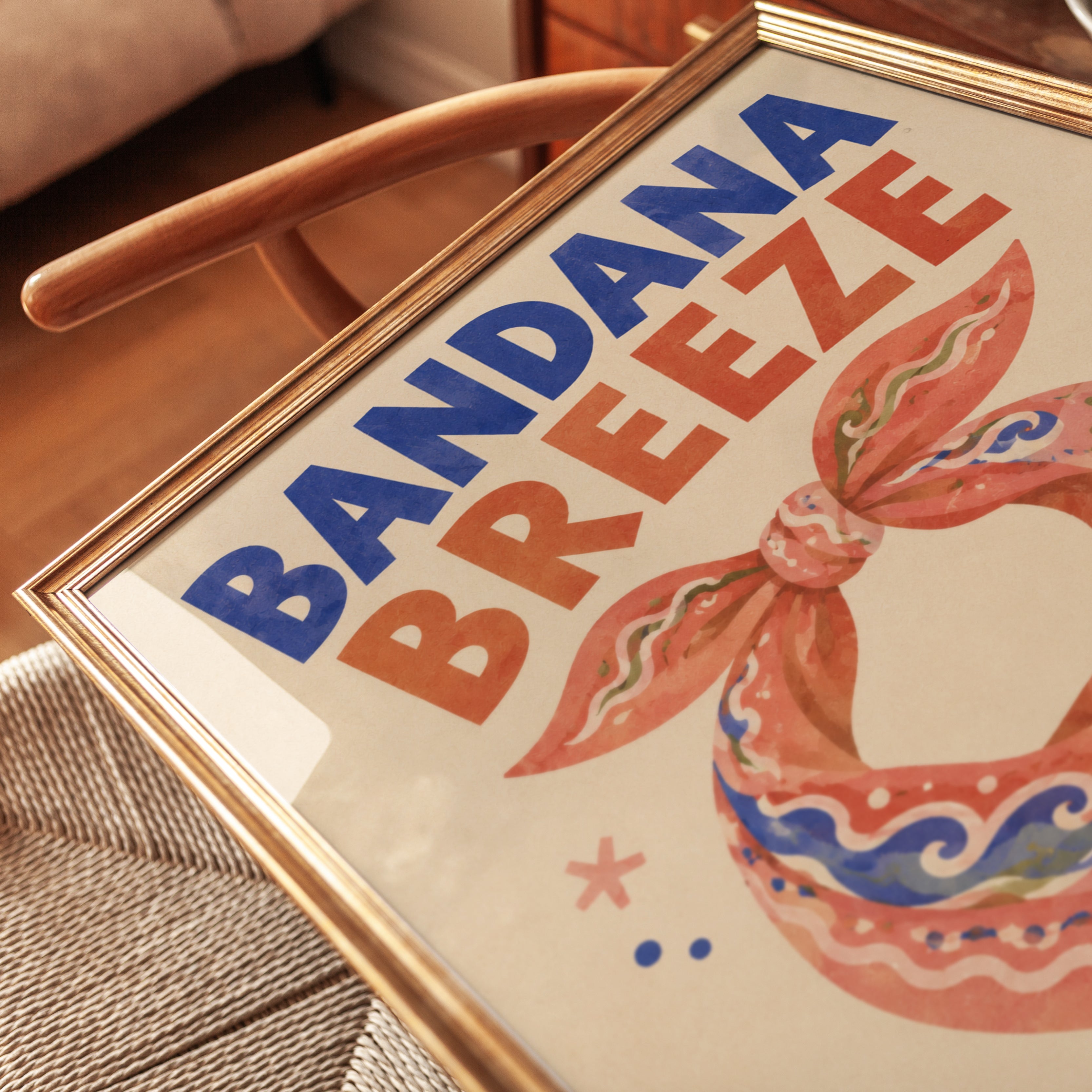 Bandana Breeze Print: Retro Folk Art with Coastal Motifs - detail