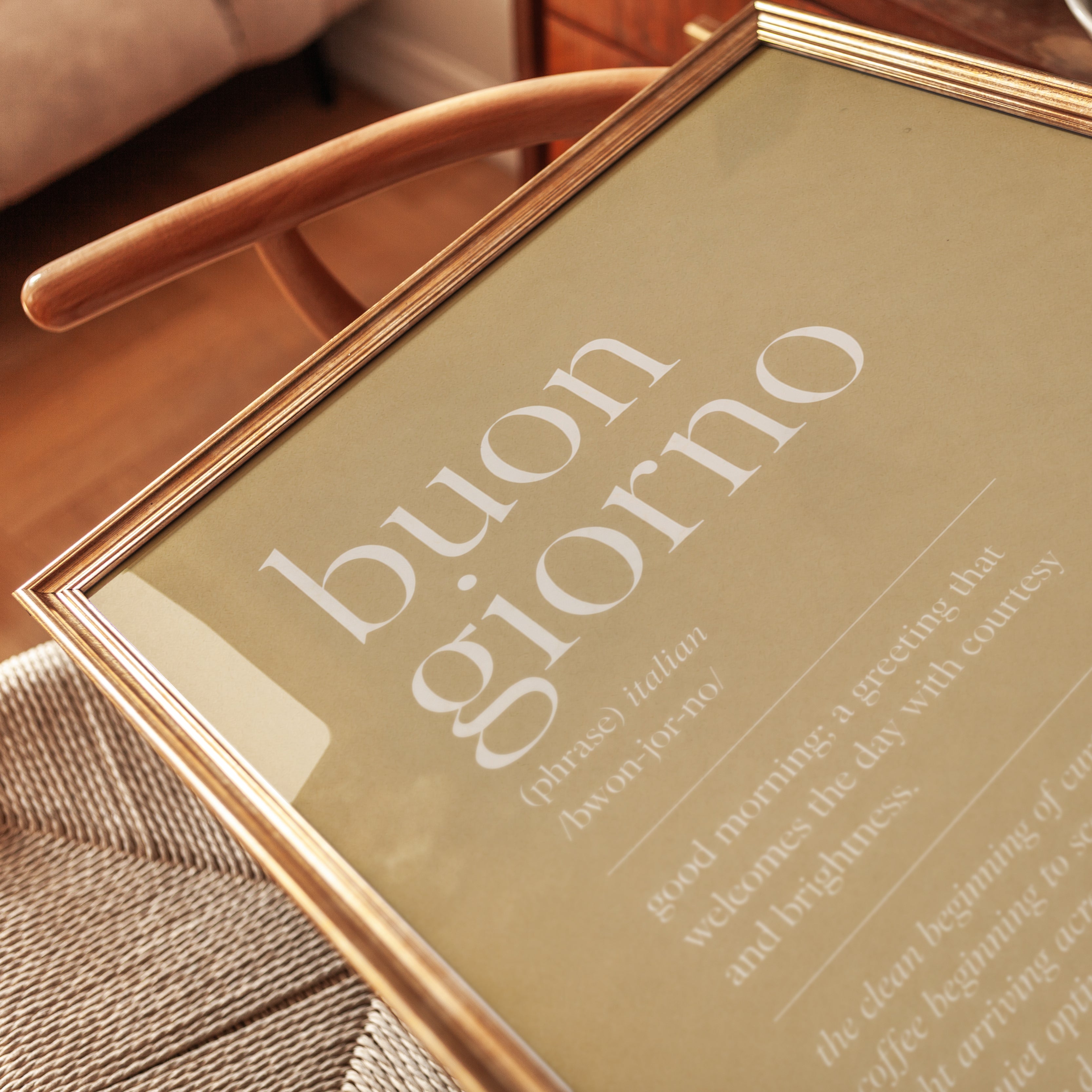 Buon Giorno Typography Print: Italian Phrase Art (Minimalist Design) - detail