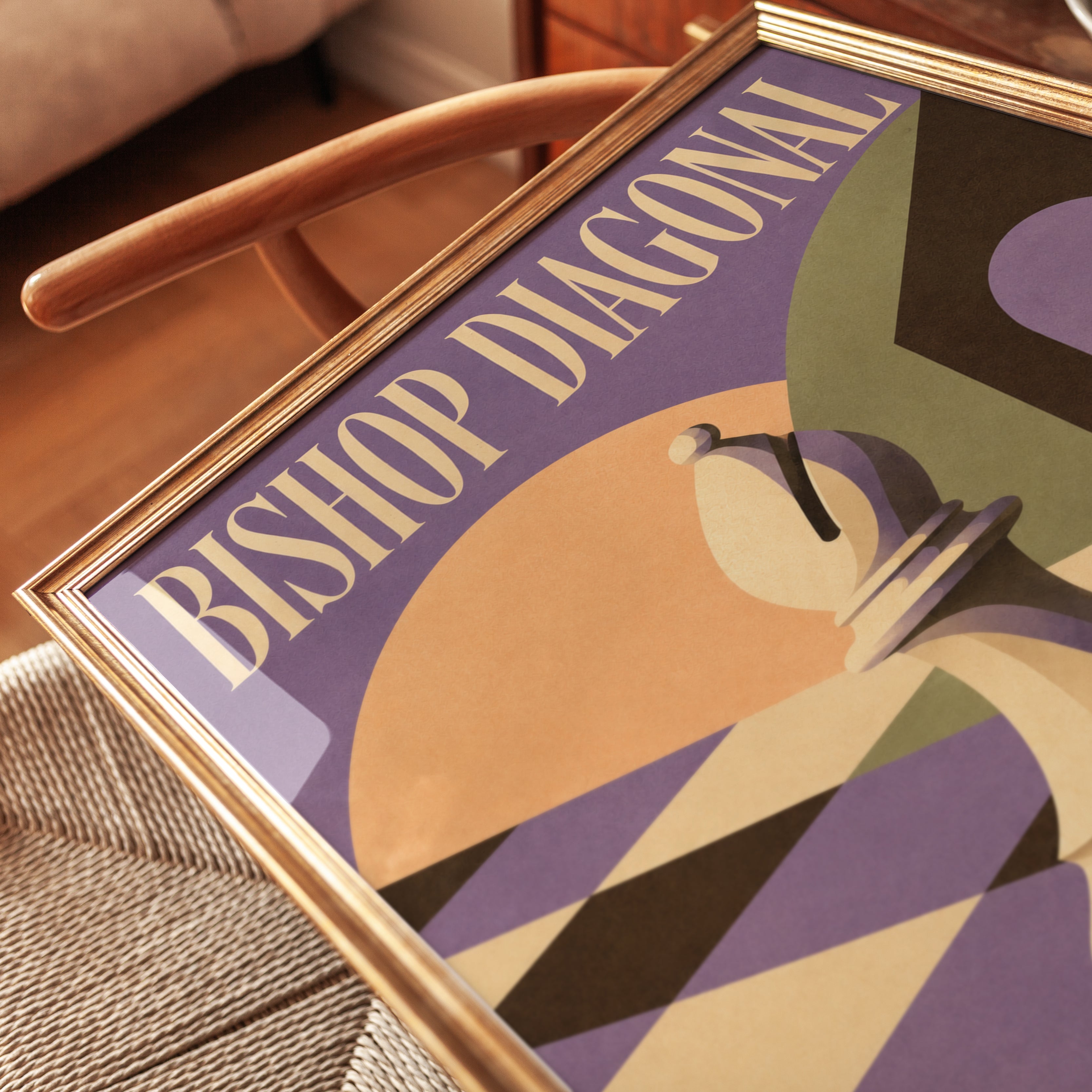 Chess Bishop Diagonal Print — Art Deco Geometric Design - detail