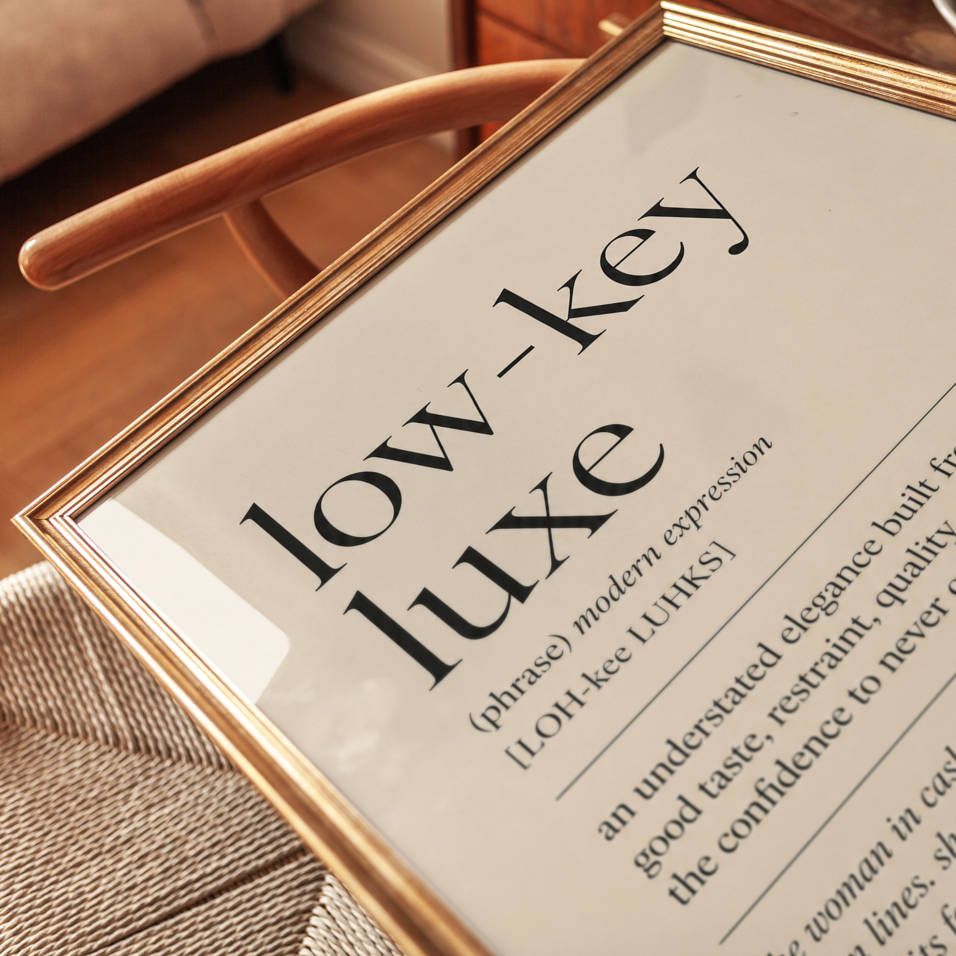 Low-Key Luxe Definition Print: Minimalist Typography Wall Art - detail