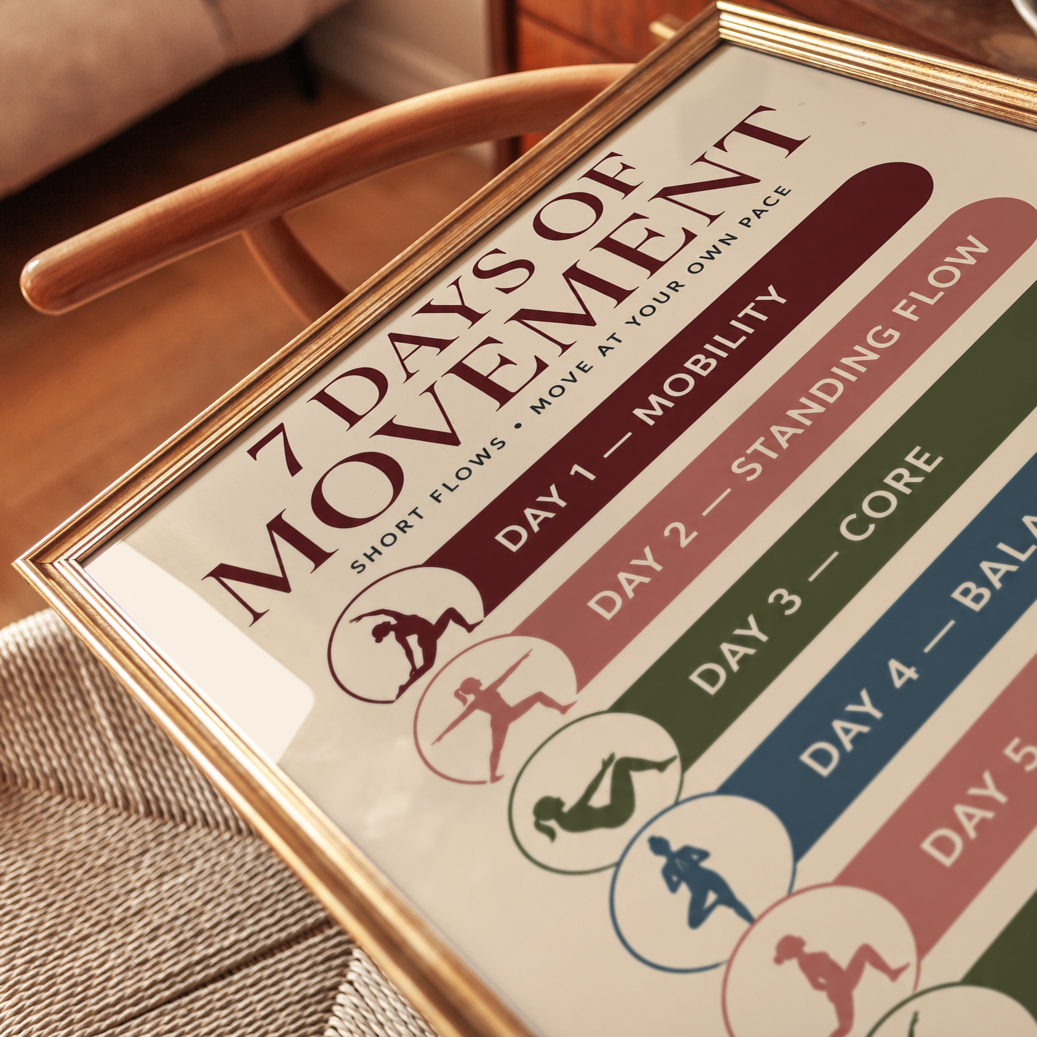 Yoga Wall Art – 7 Days Movement Poster - detail